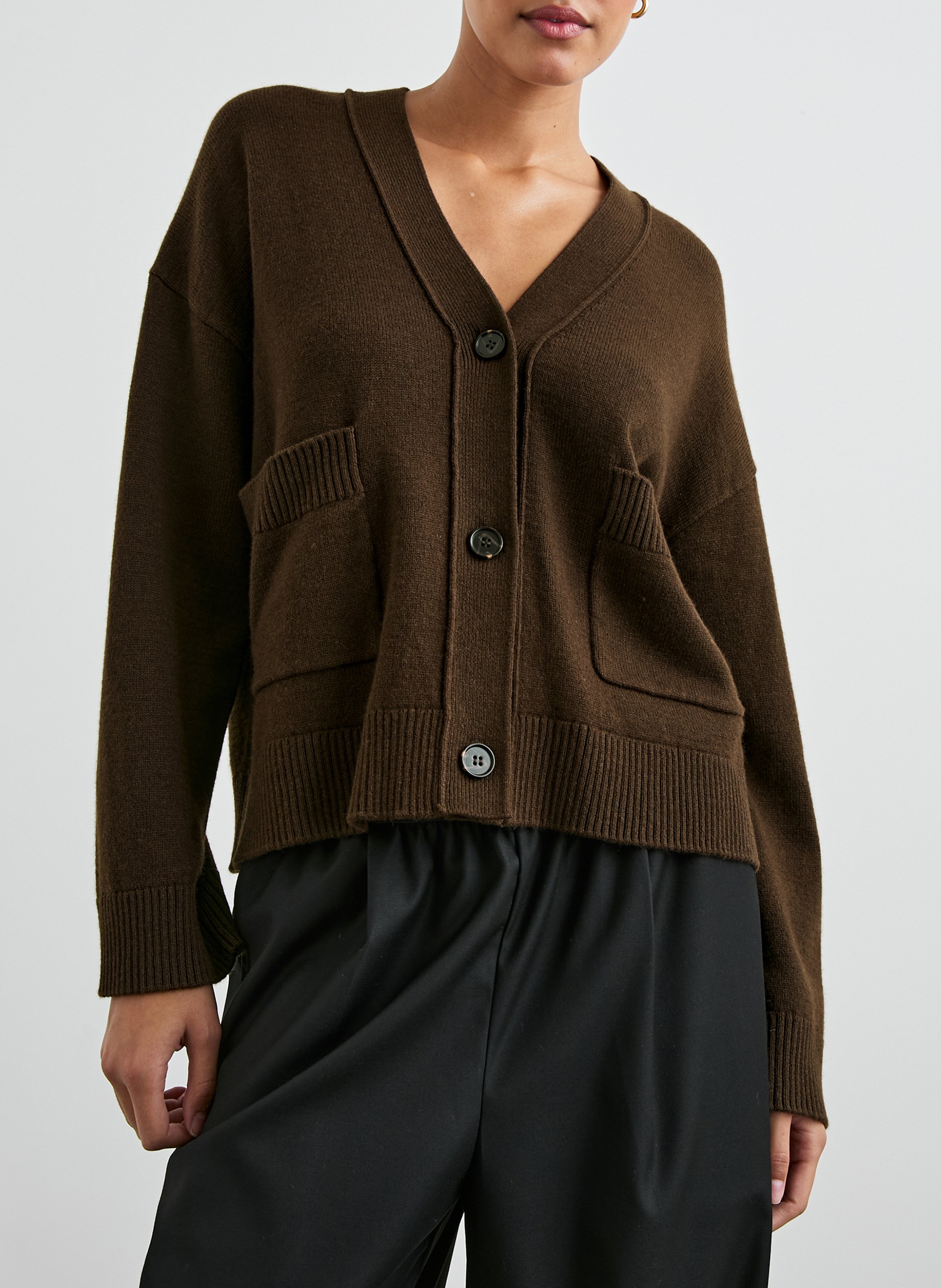 Gilet col V en coton  RAILS Vert