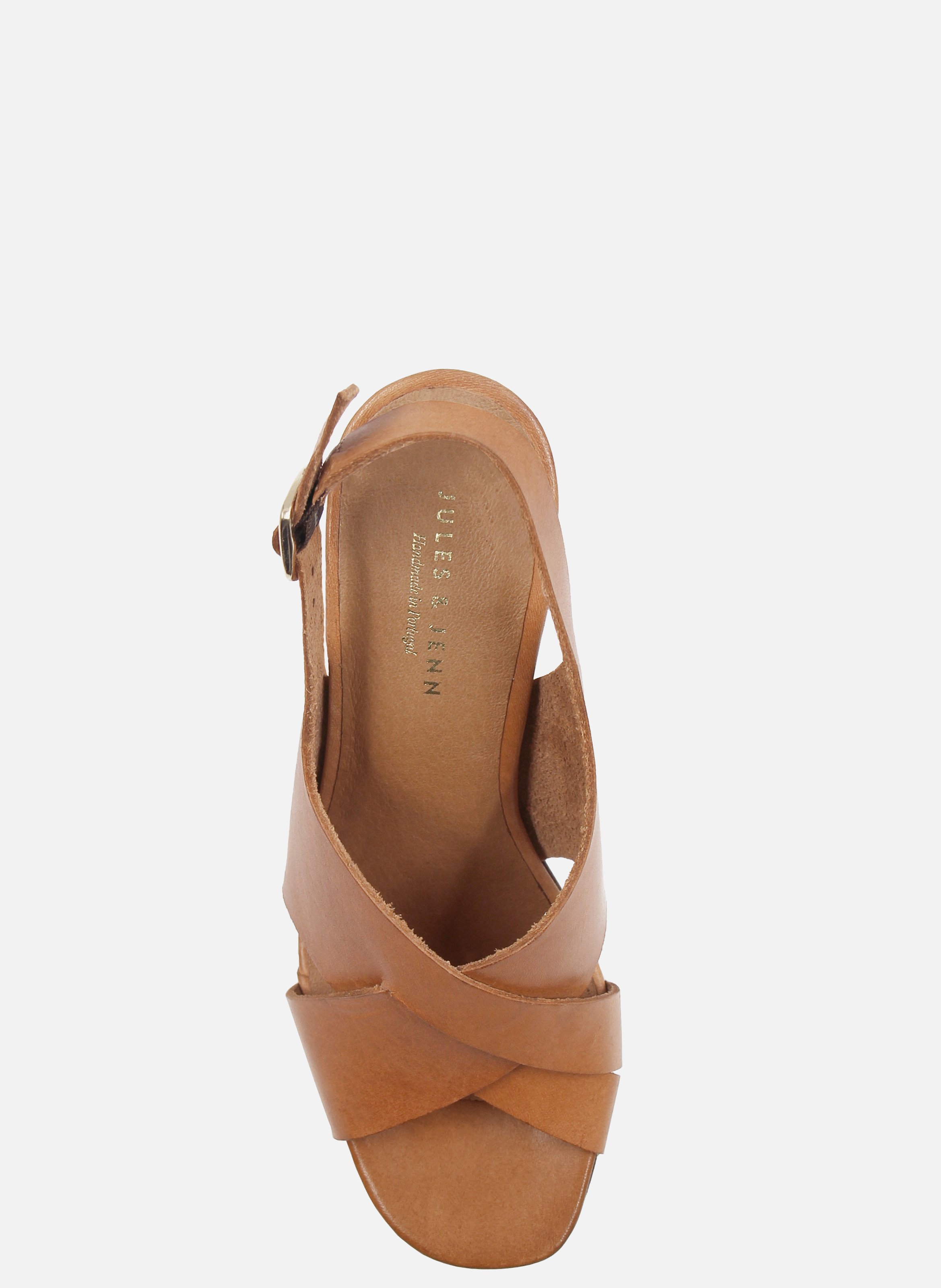 Vegetable-tanned leather graphic sandals JULES & JENN Brown