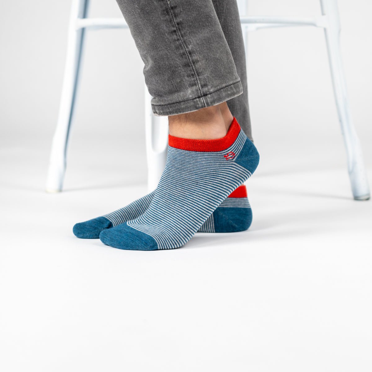 Striped combed cotton ankle socks BILLYBELT Blue