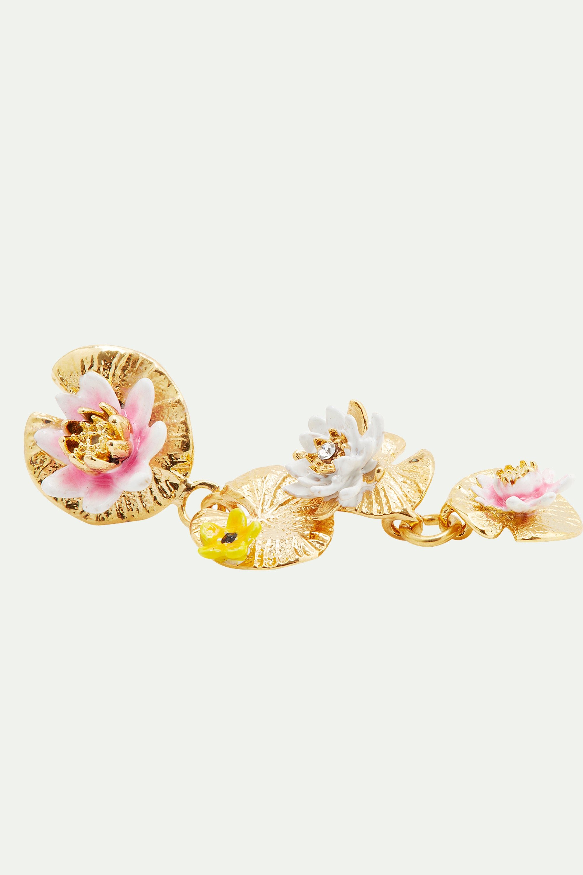 Boucles d'oreilles pendantes nymphéas et nénuphars LES NEREIDES Multicolore