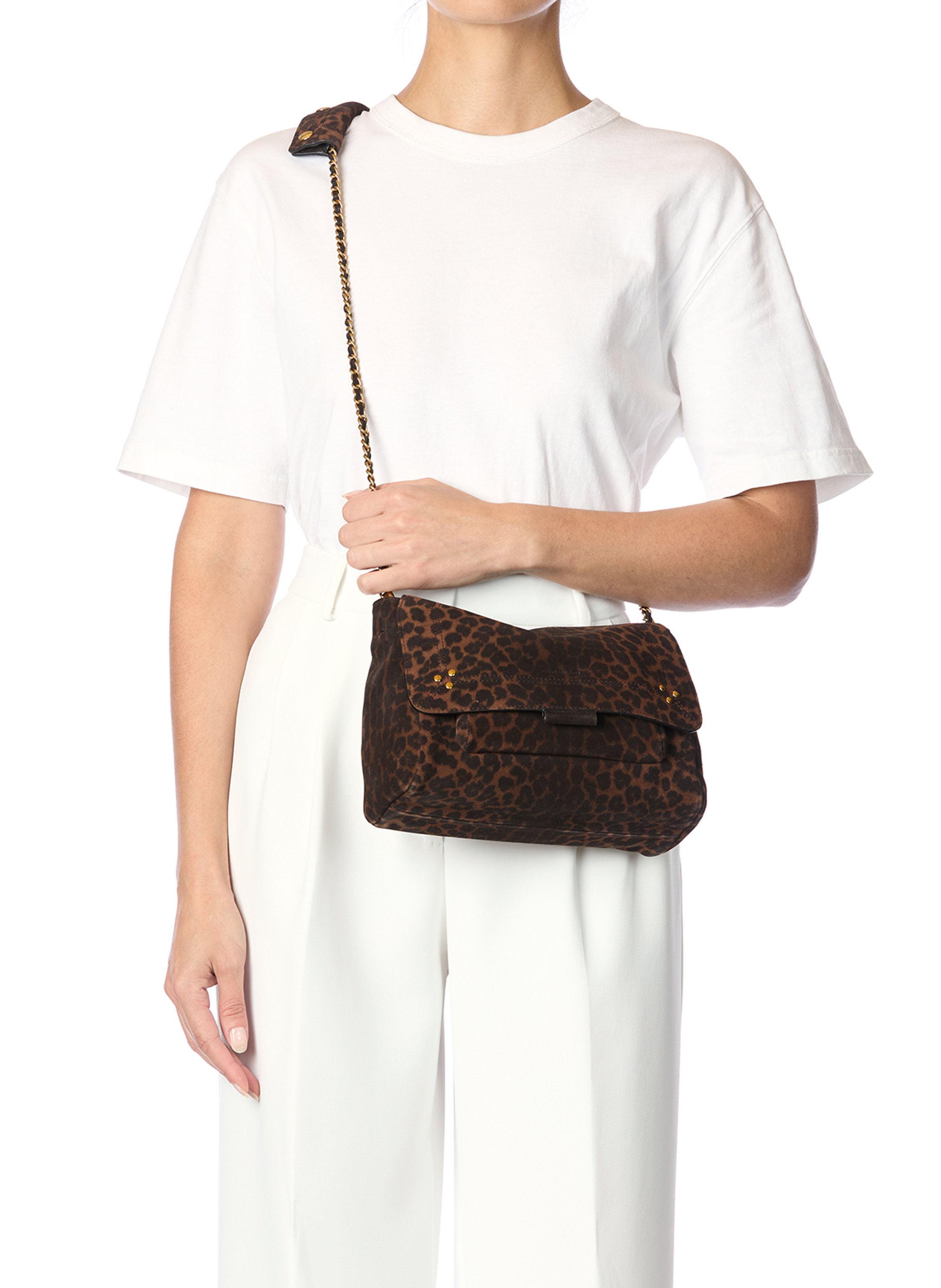 Sac bandoulière léopard en cuir JEROME DREYFUSS Multicolore