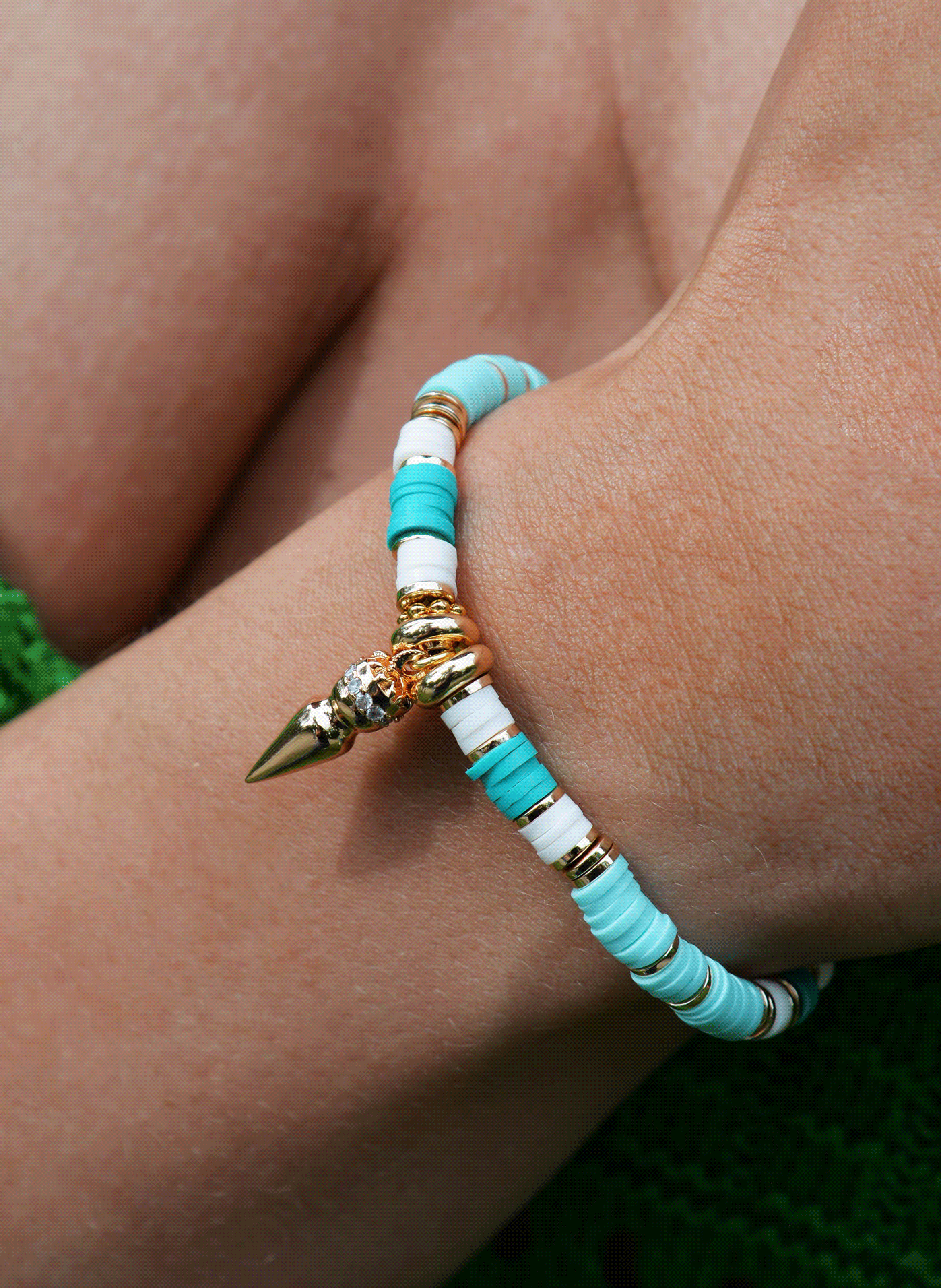 Bracelet with beads and adjustable charm HIPANEMA Blue