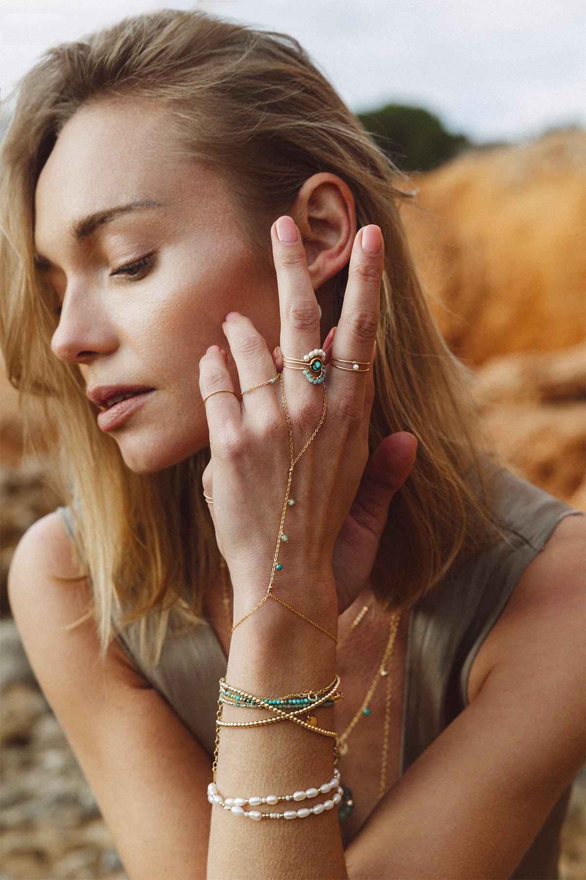 Double pearl ring YAY White