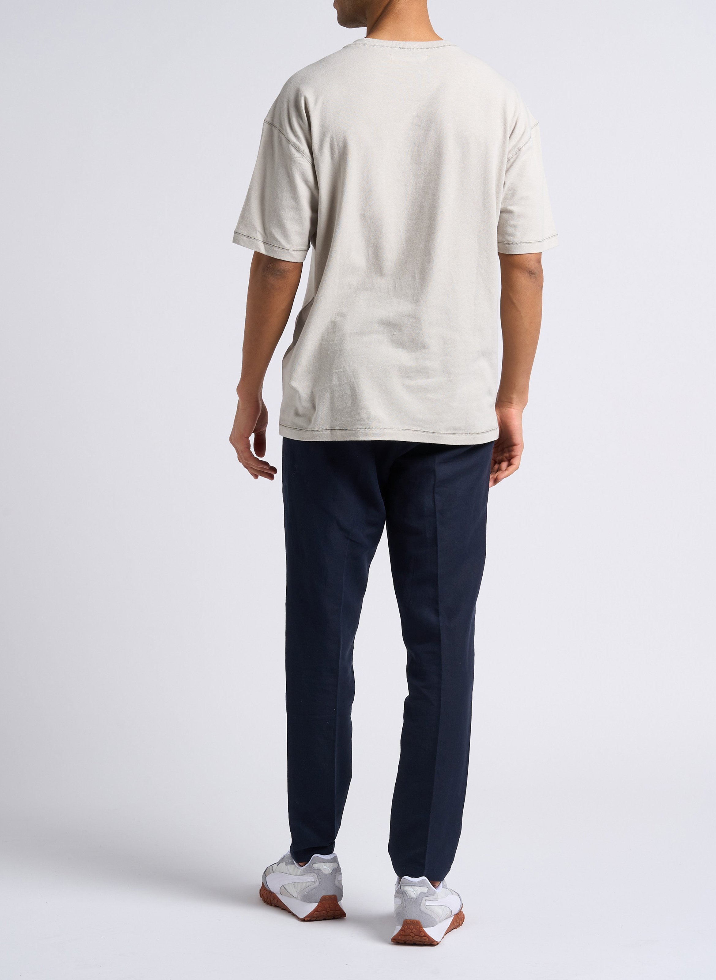 Pantalon slim en coton bio et lin SAMSOE SAMSOE Bleu