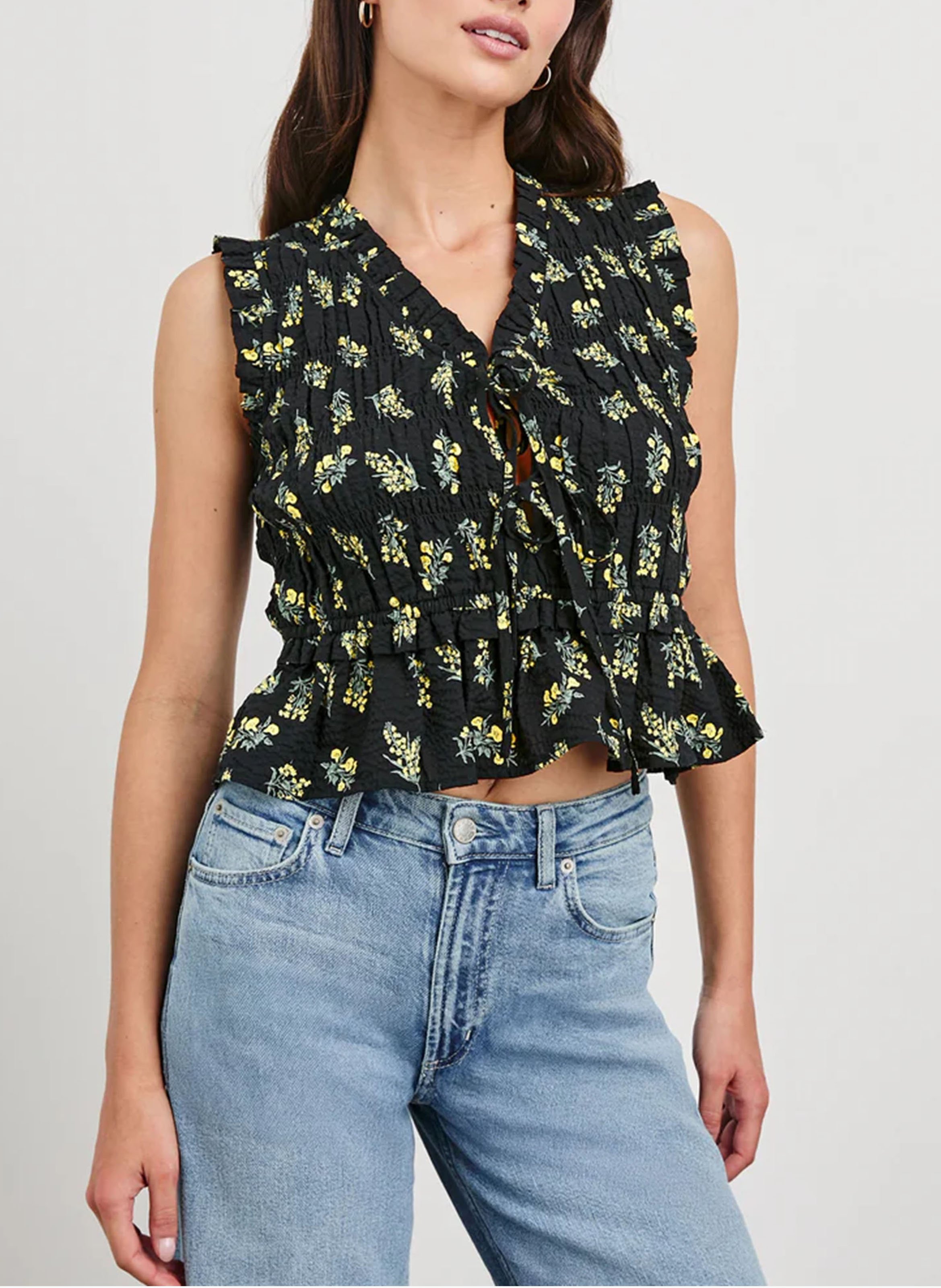 Top encolure V en coton RAILS Noir