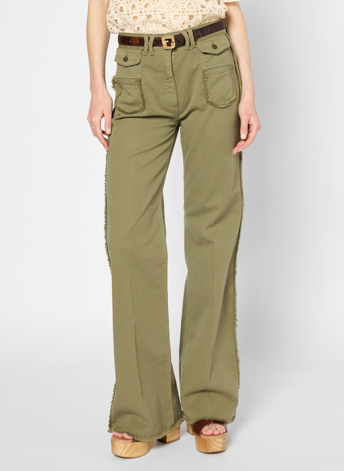 Jean flare en coton mélangé GERARD DAREL Kaki