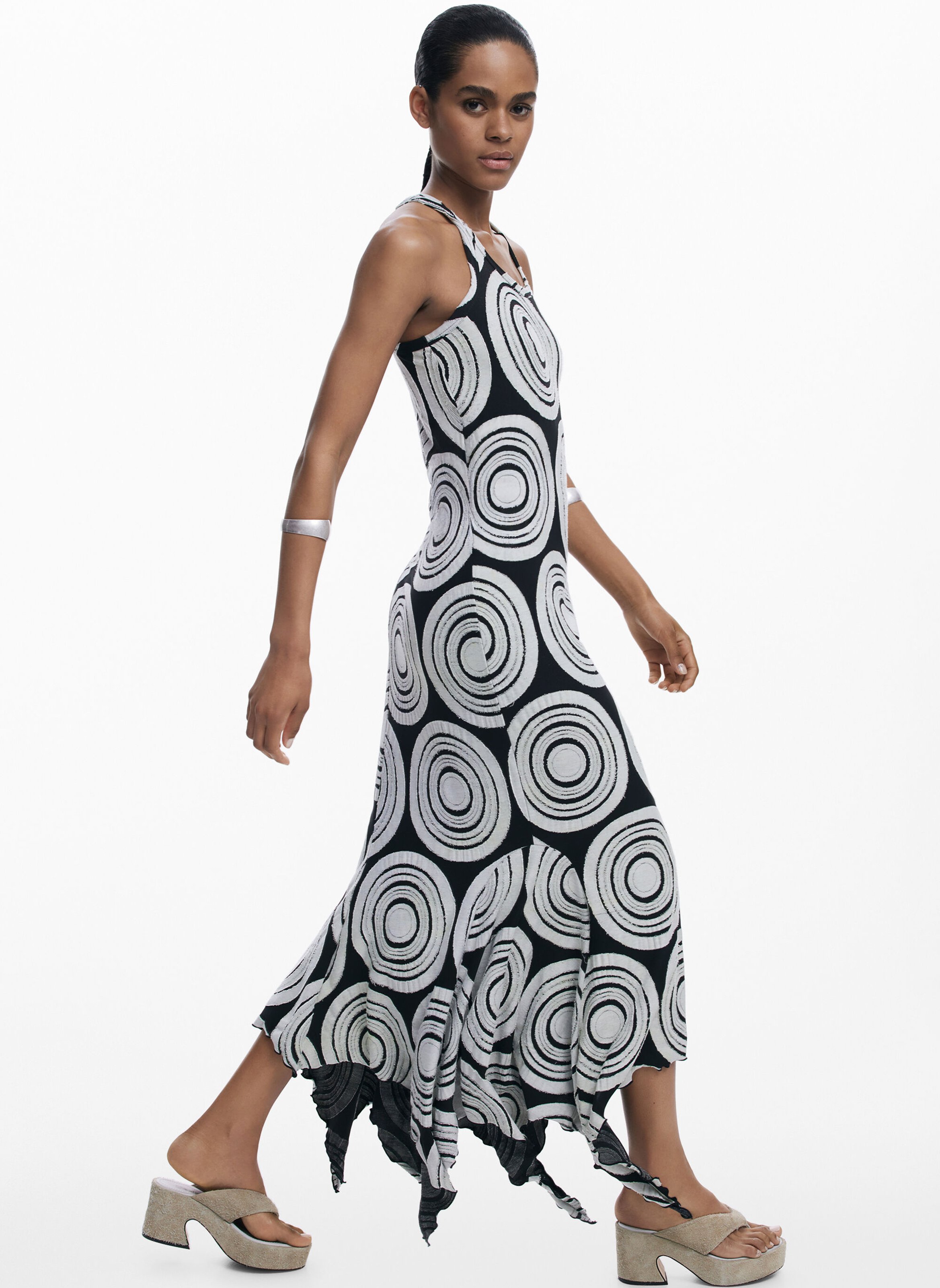 Robe midi sans manches à motifs cercles DESIGUAL Noir