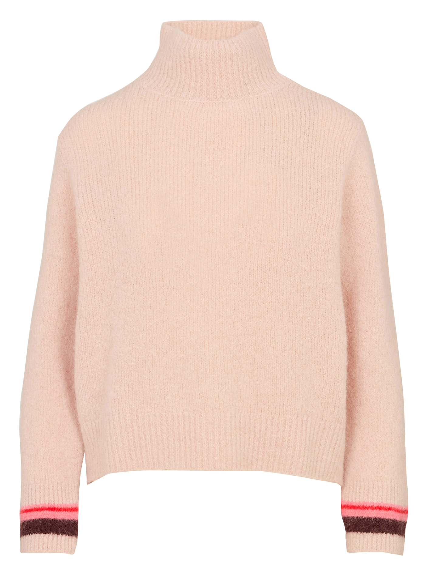 Pull droit col cheminée en laine mélangée MAISON ANJE Rose