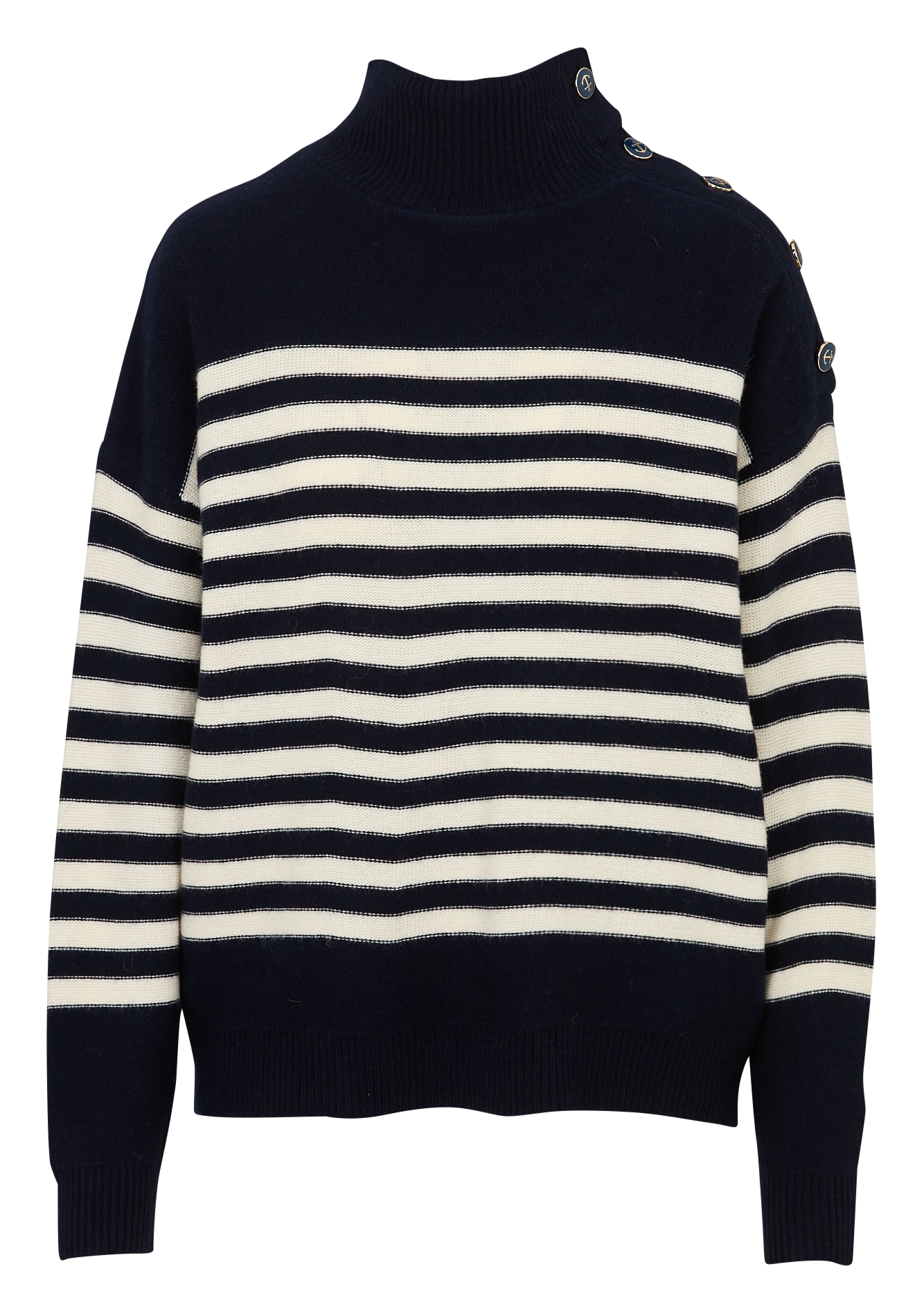 Pull oversize col montant en laine MKT Bleu