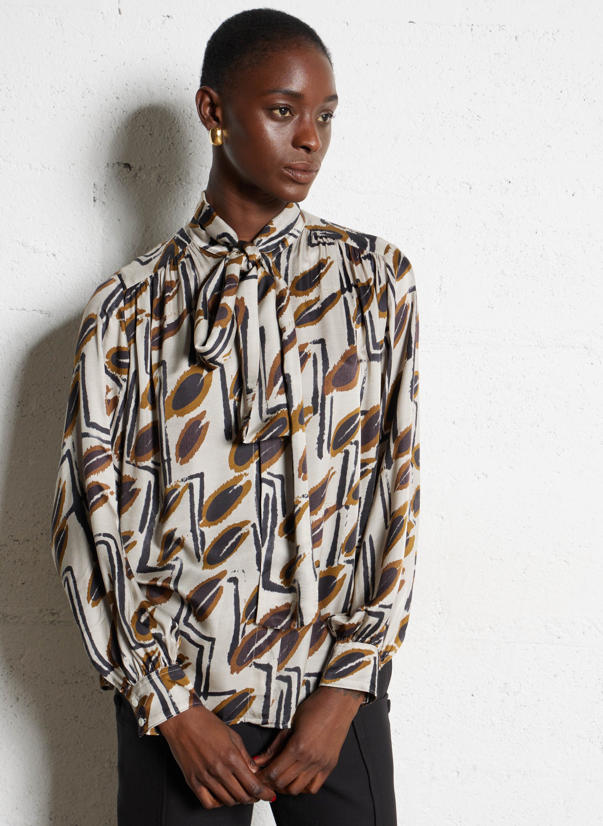 Chemise ample imprimée avec écharpe DIEGA Orange