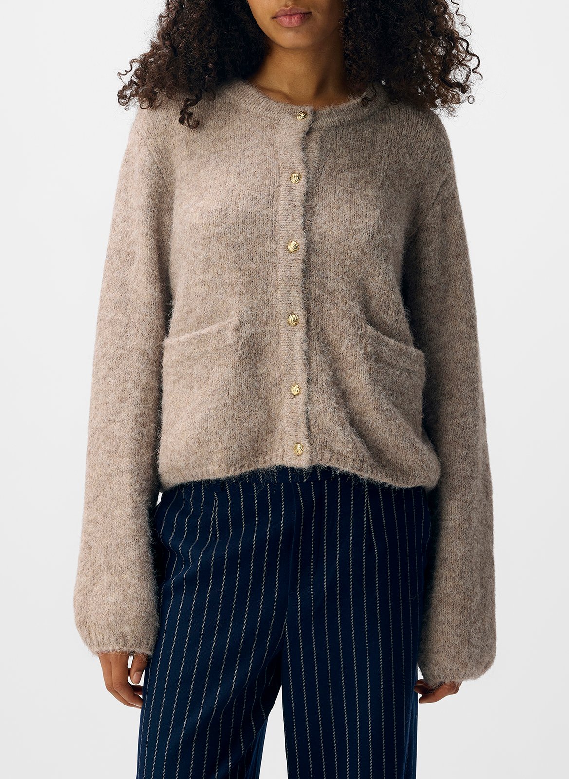 Ronde hals vest OBJECT Bruin