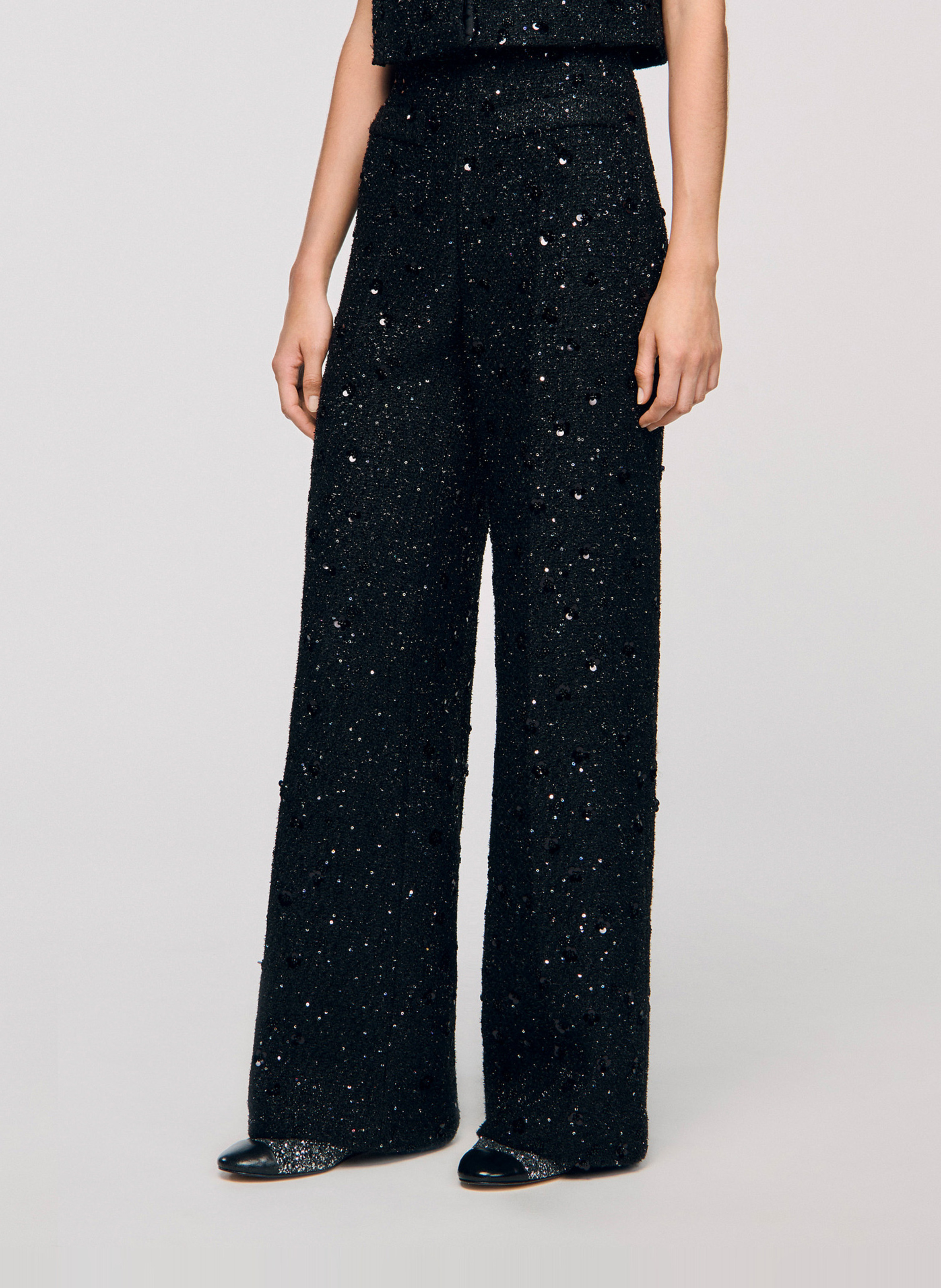 Flared sequin pants SANDRO Black
