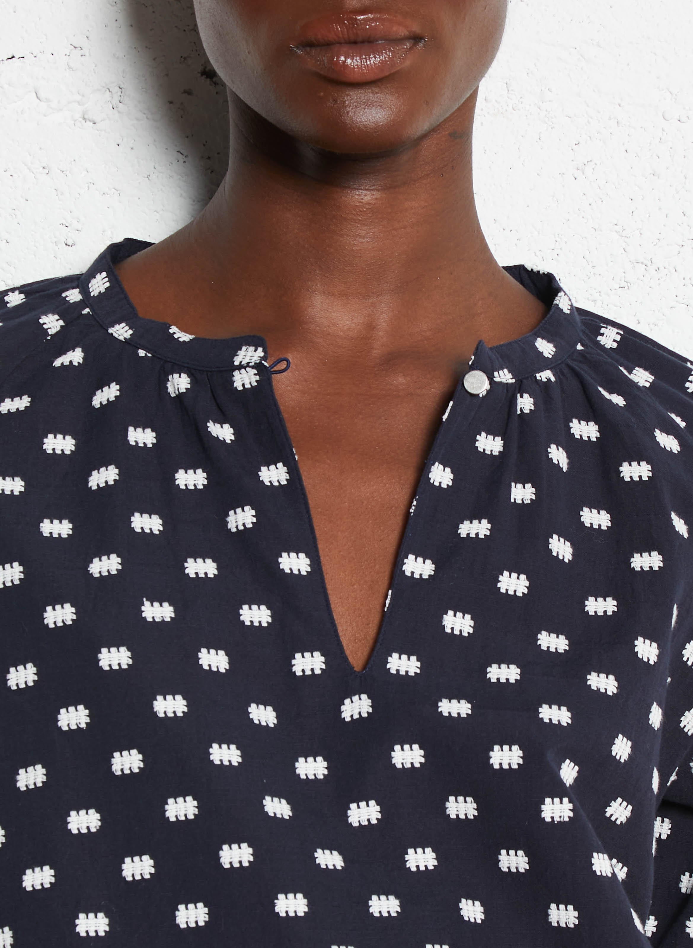 Blouse oversize en coton brodé ONE STEP Bleu