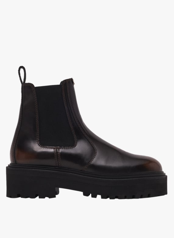 Bottines compensées en cuir Marron Maje Femme Place des Tendances