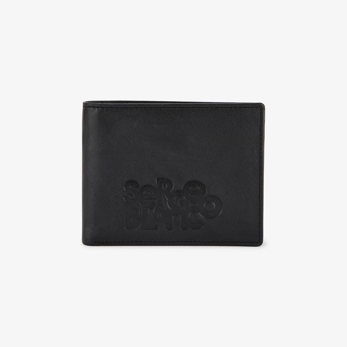 Leather flap wallet with embossed logo SERGE BLANCO Black
