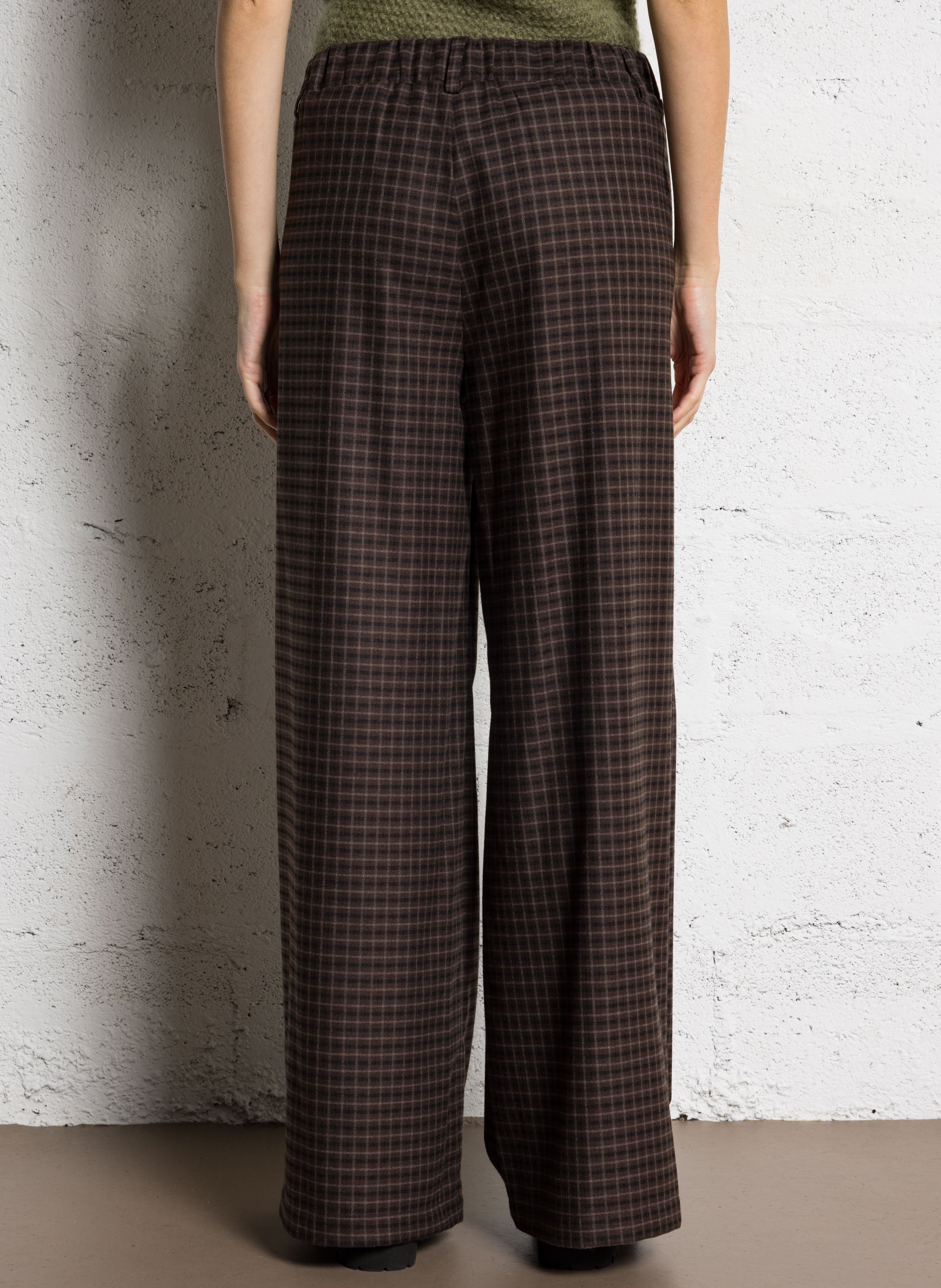 Pantalon large à carreaux PLEASE Marron