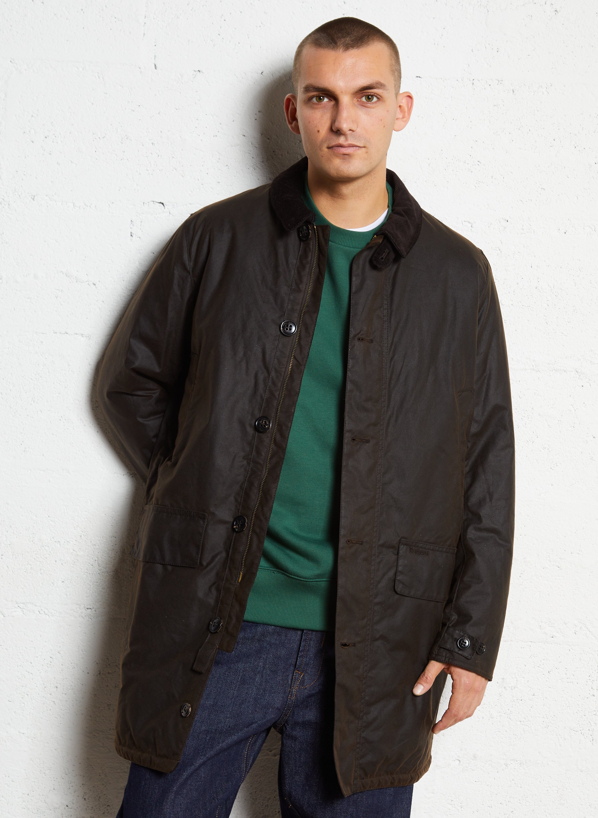 Jas van katoen met klassieke kraag BARBOUR Bruin