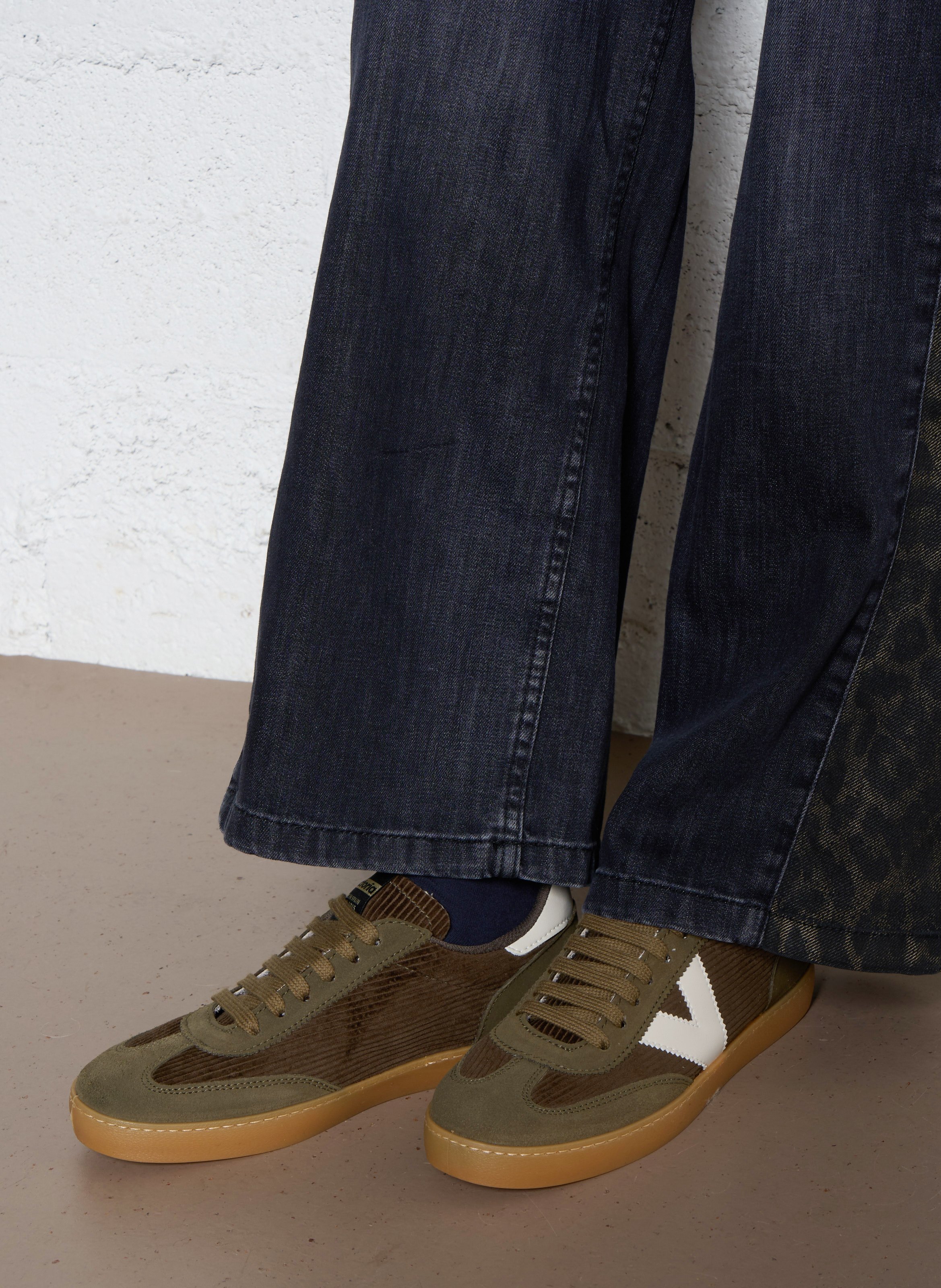 Suede leather low-top sneakers VICTORIA Khaki