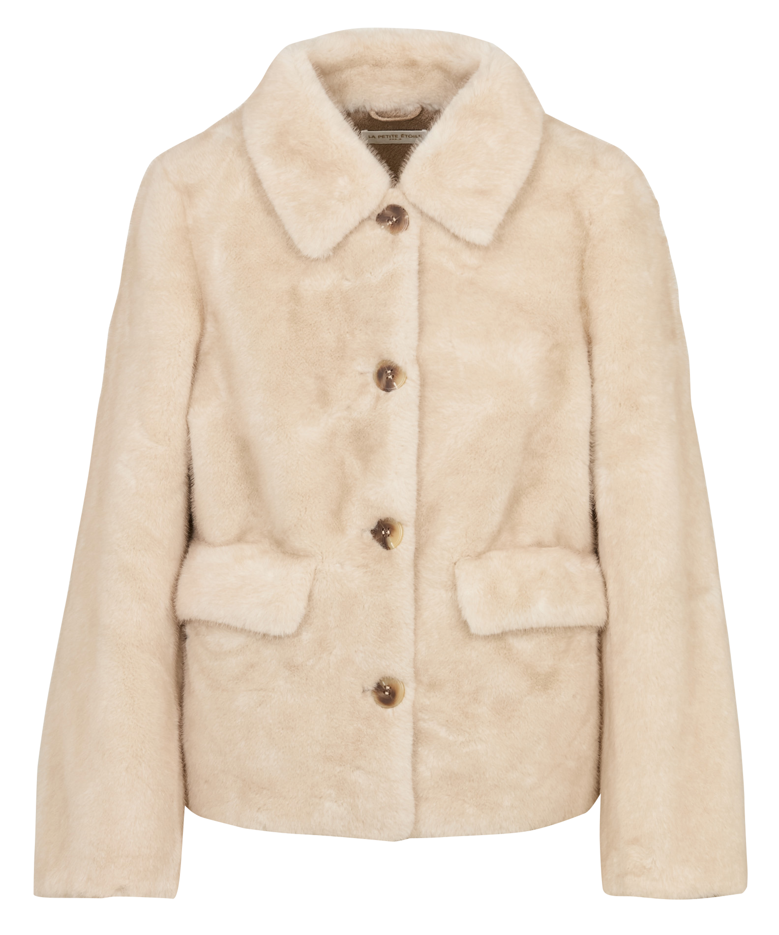 Gerade Jacke mit einfarbigem Kunstpelz LA PETITE ETOILE Beige