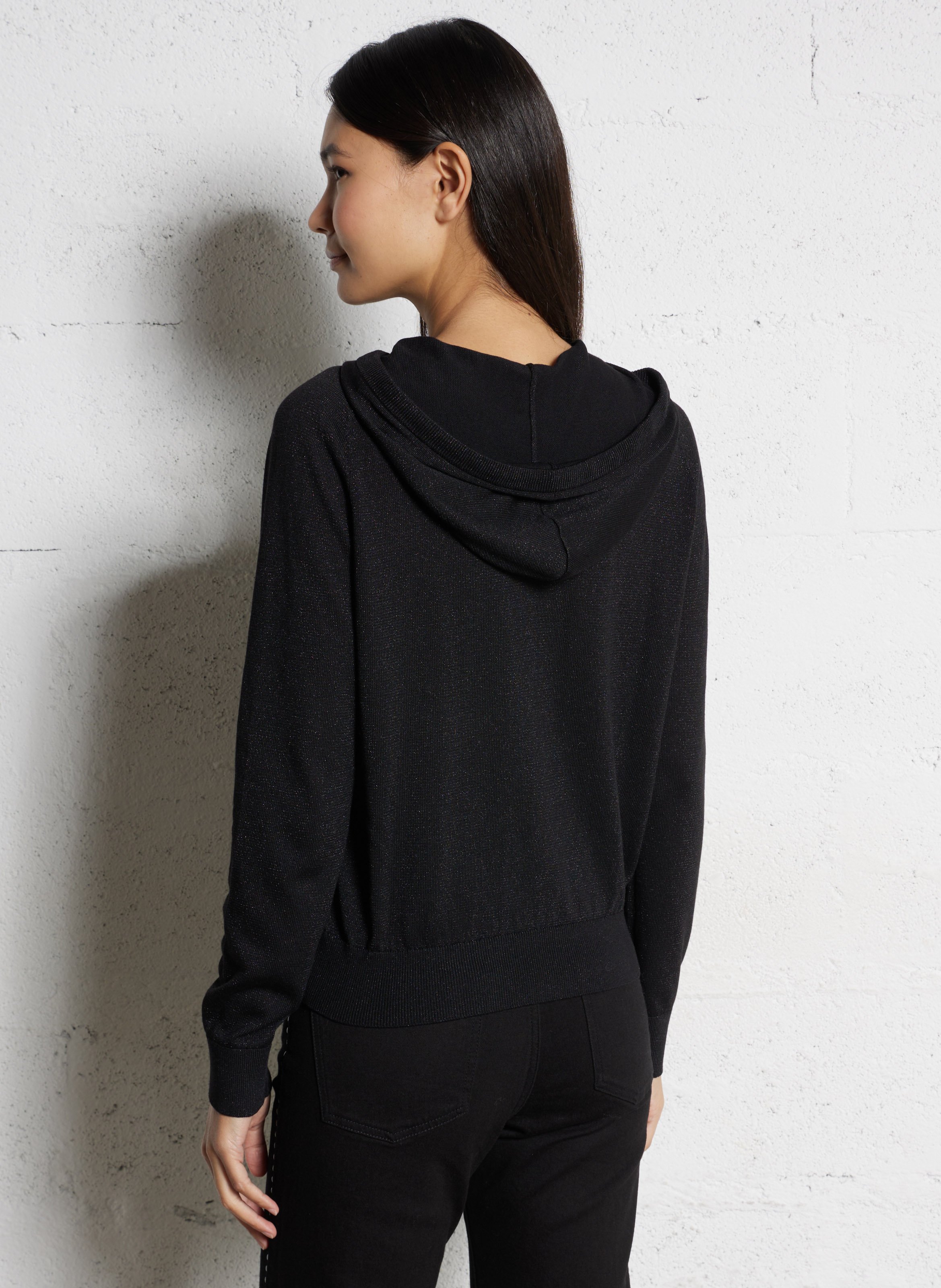 Pull à capuche droit brillant IKKS Noir