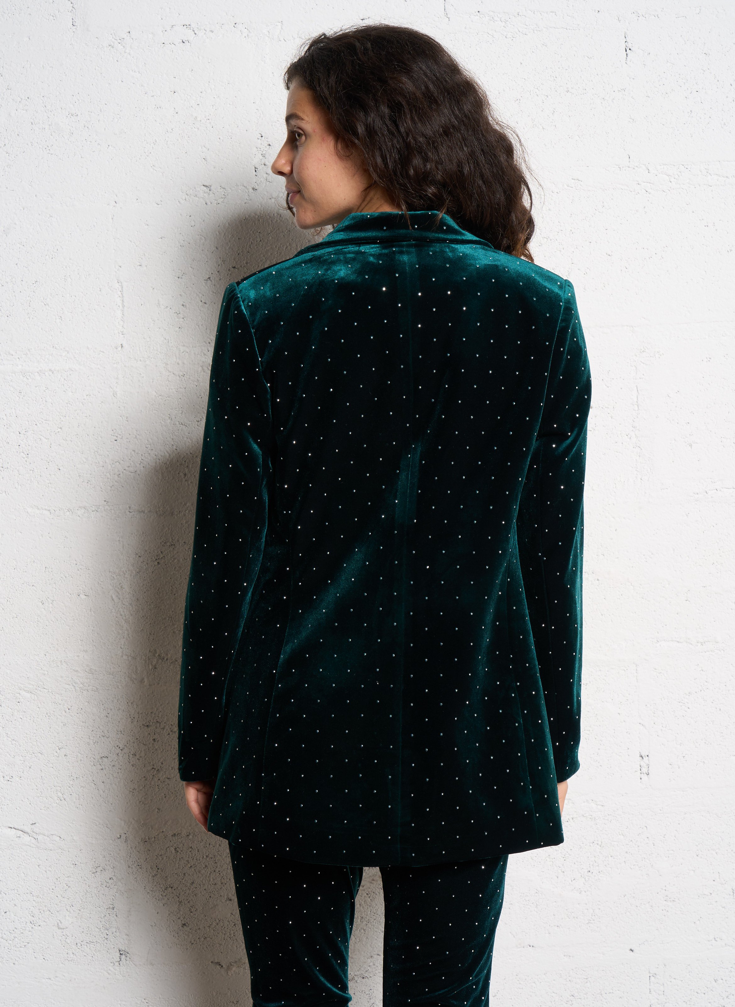 Veste tailleur droite en velours NEVER FULLY DRESSED Vert