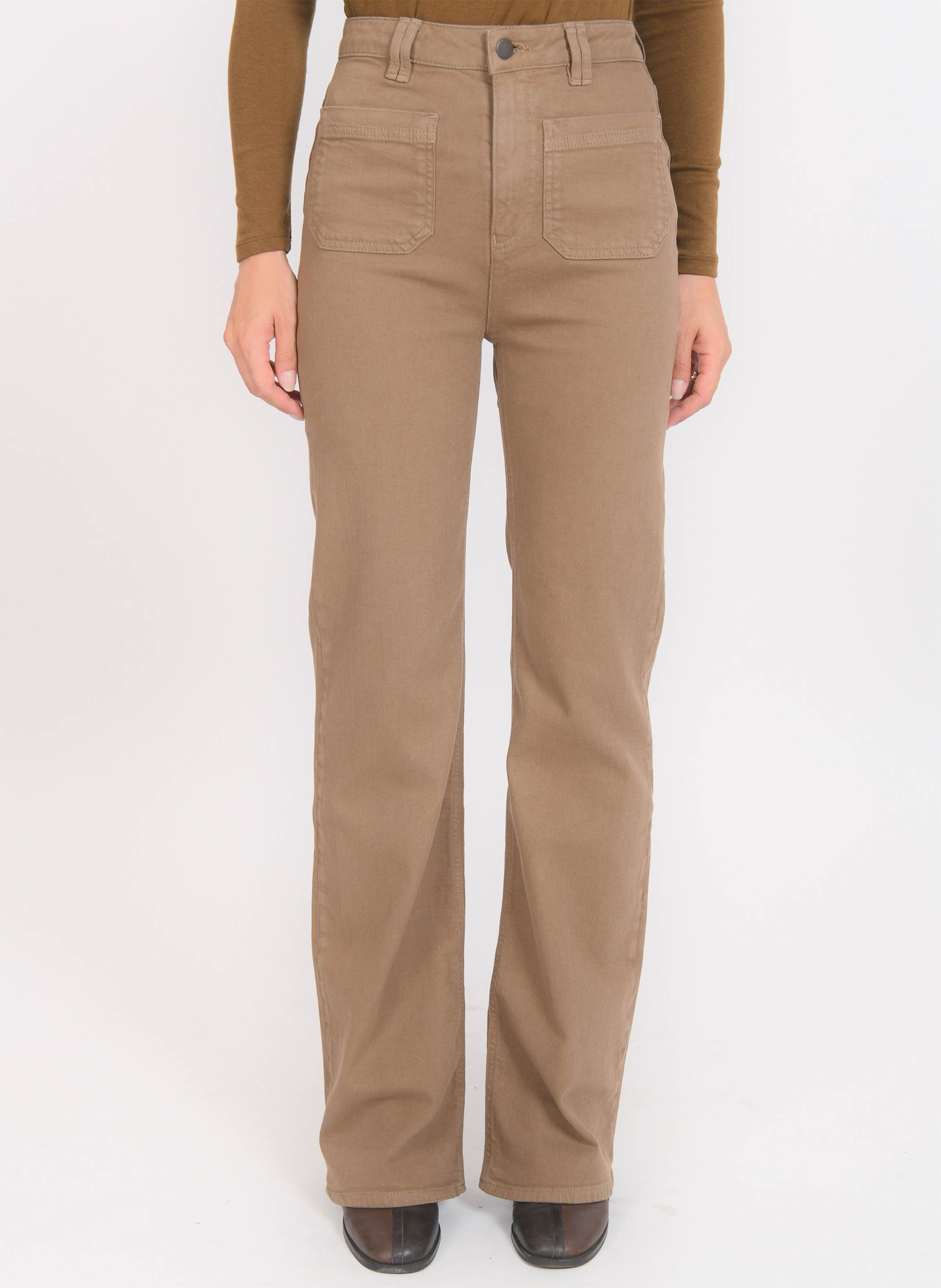 Pantalon flare uni taille haute KOOKAI Marron