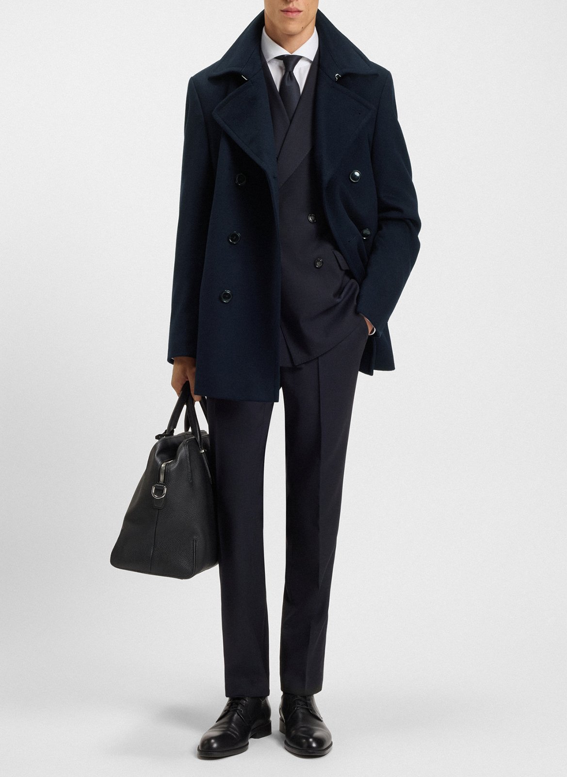 Classic-collar wool-mix coat BOSS Blue