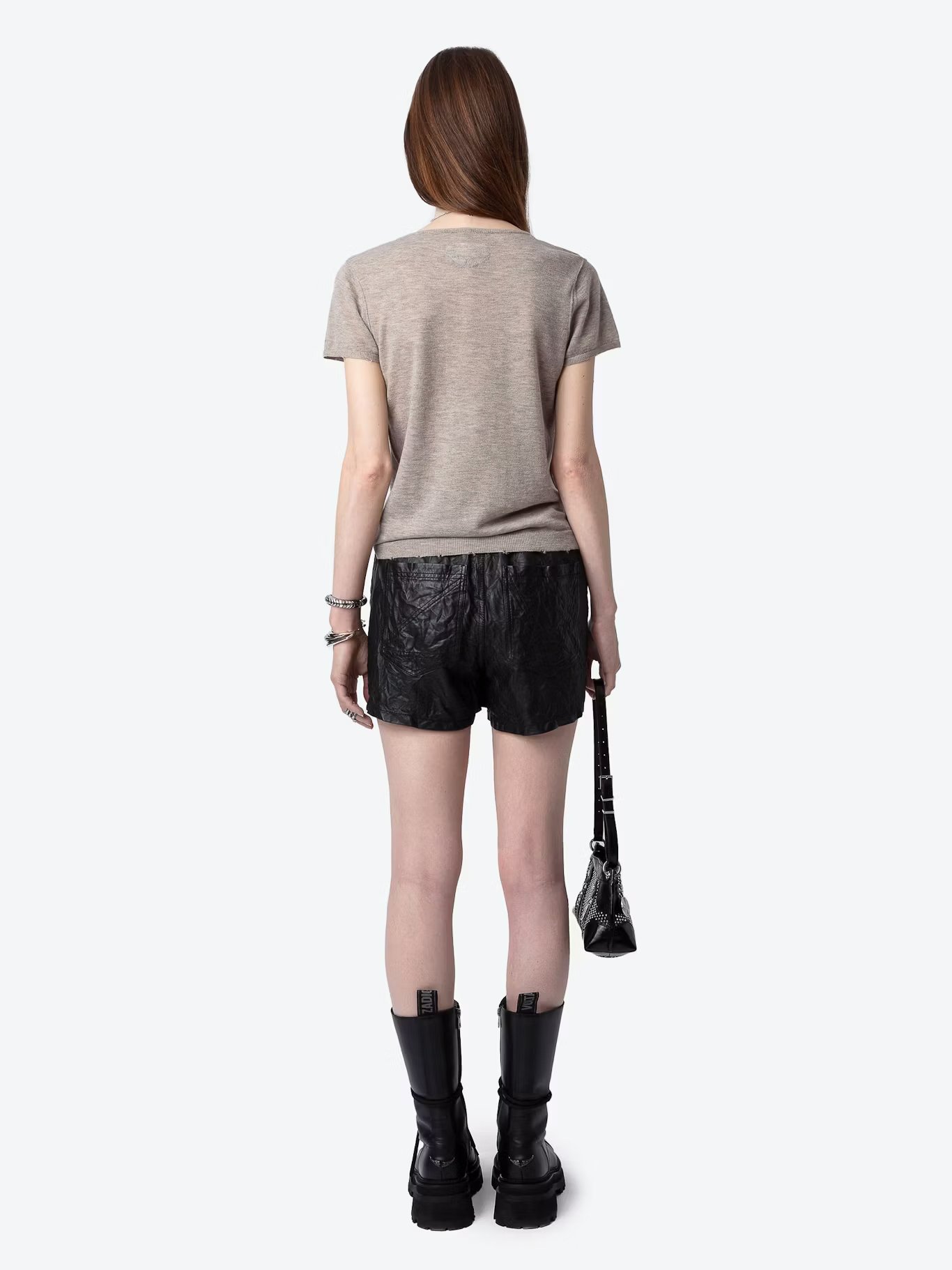 Top col tunisien droit en cachemire ZADIG&VOLTAIRE Beige