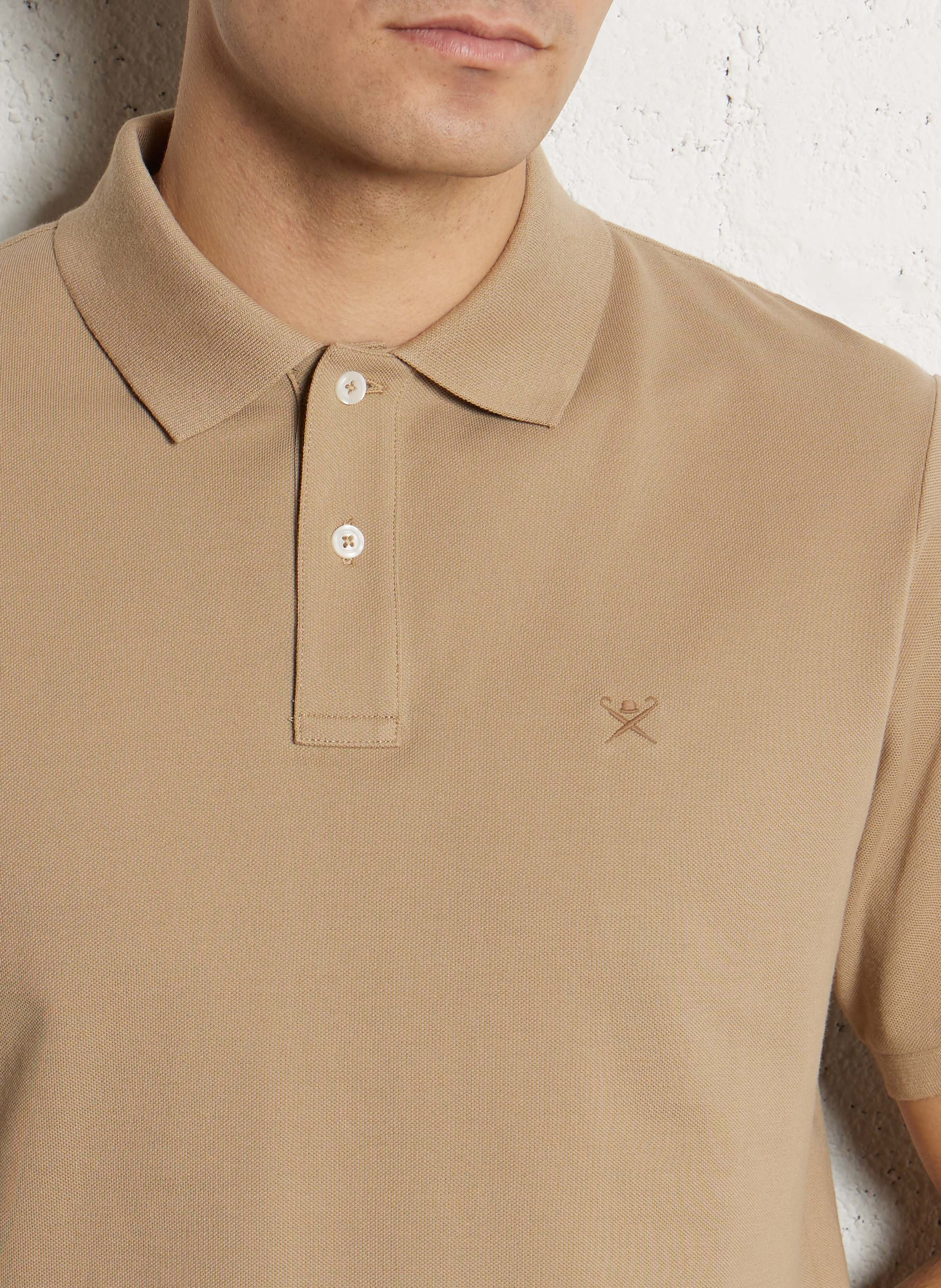 Polo met korte mouwen en een effen logo HACKETT Bruin