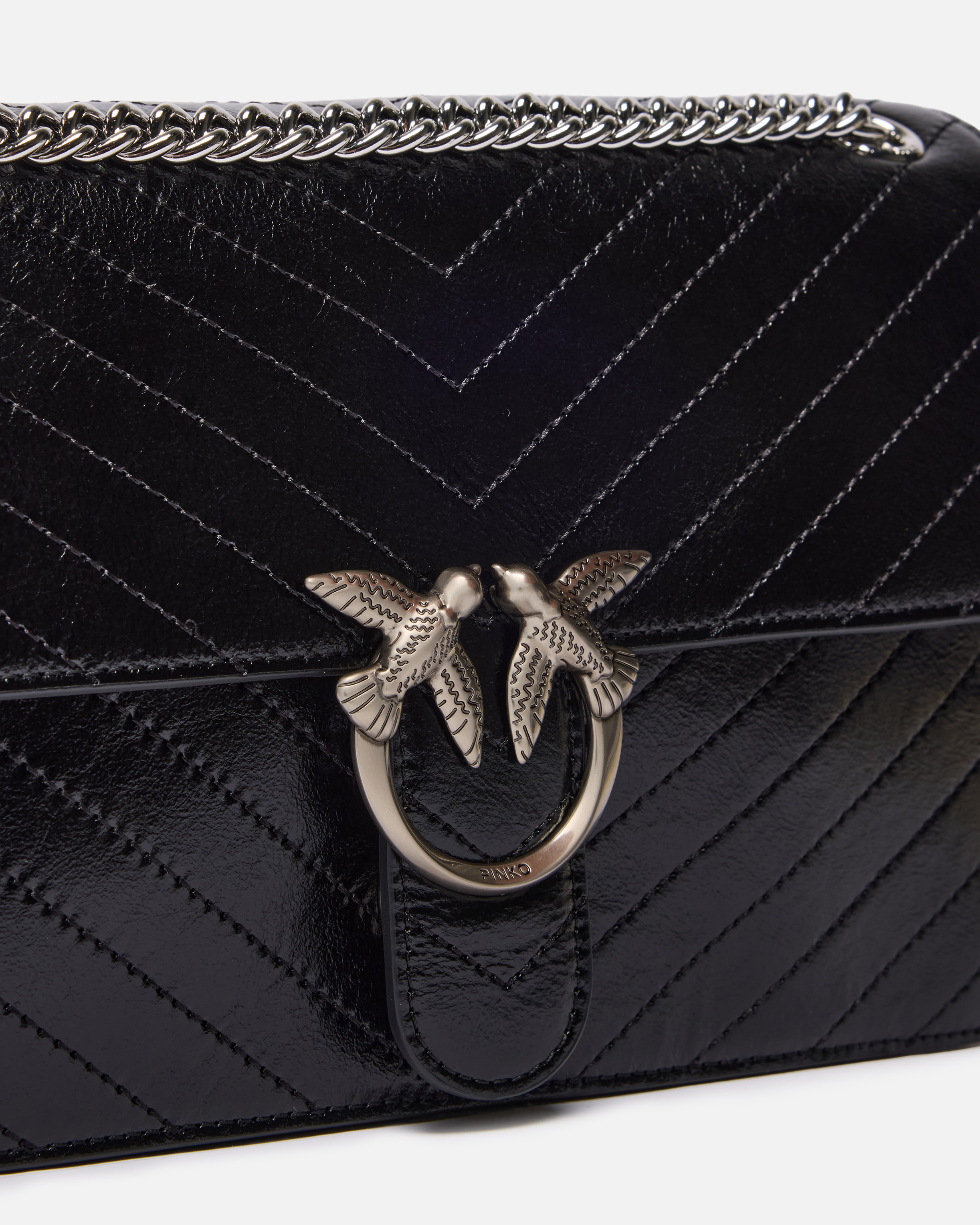 Medium Love Bag One handbag in chevron leather PINKO Multicolored