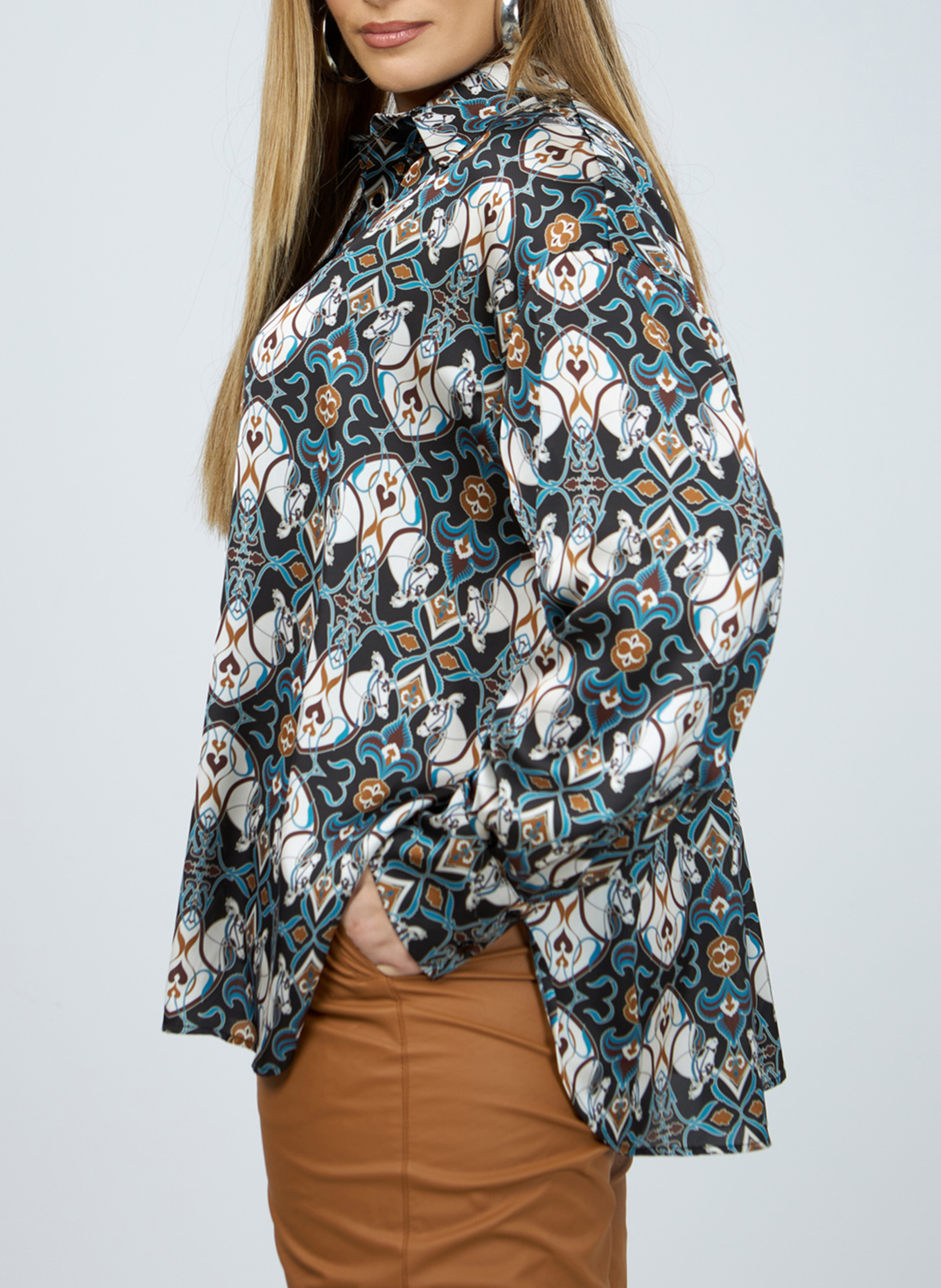 Chemise col classique imprimée  MAT FASHION Bleu