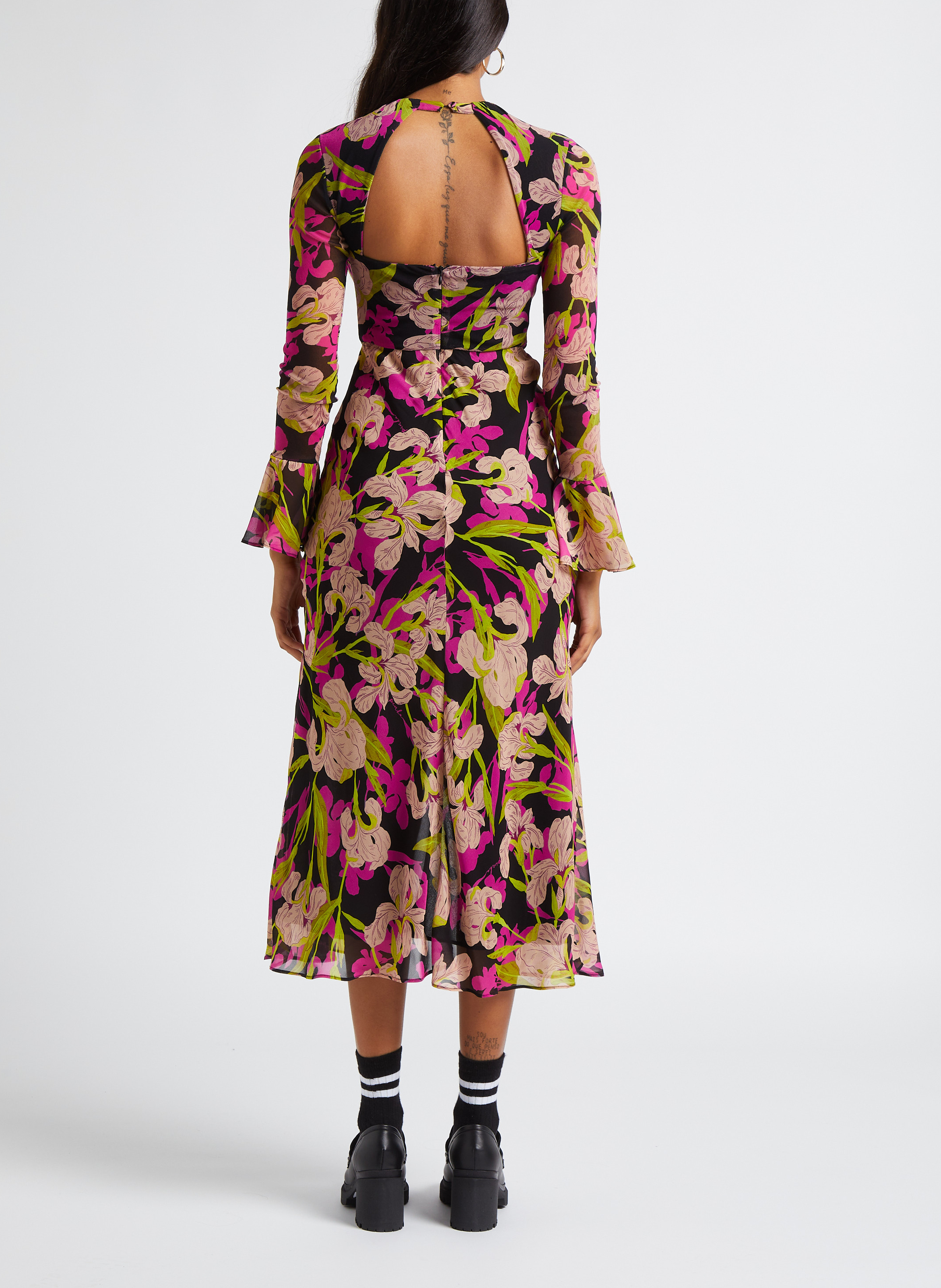 Lange jurk met ronde hals en print PINKO Veelkleurig