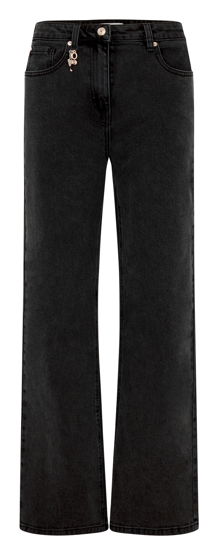 Jean évasé taille haute uni MORGAN Noir