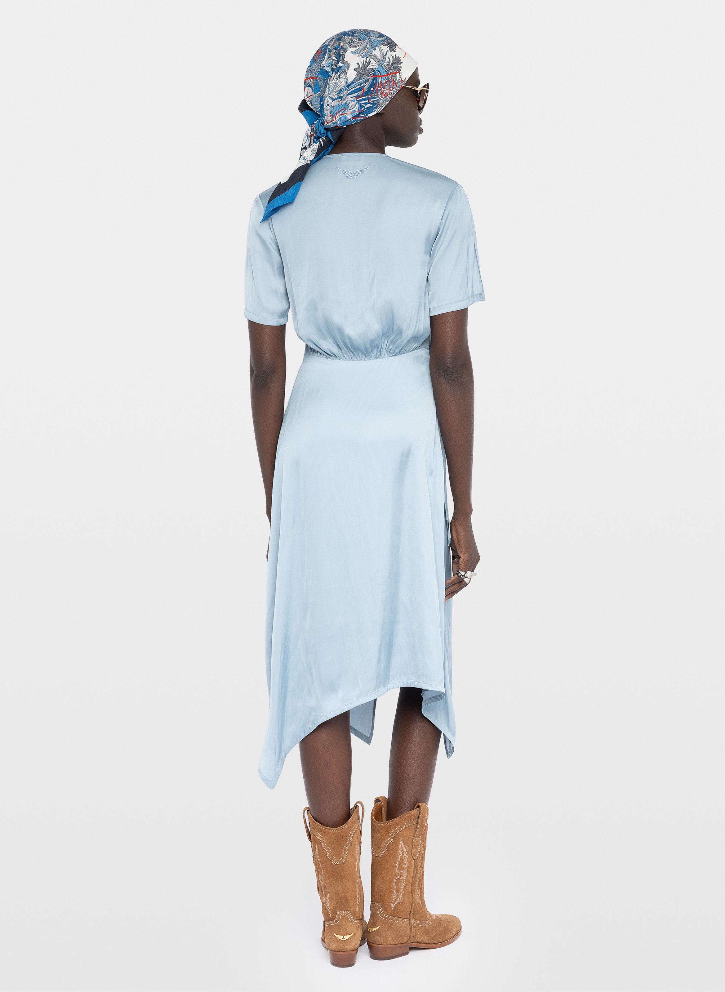 Robe midi portefeuille satinée ZADIG&VOLTAIRE Bleu