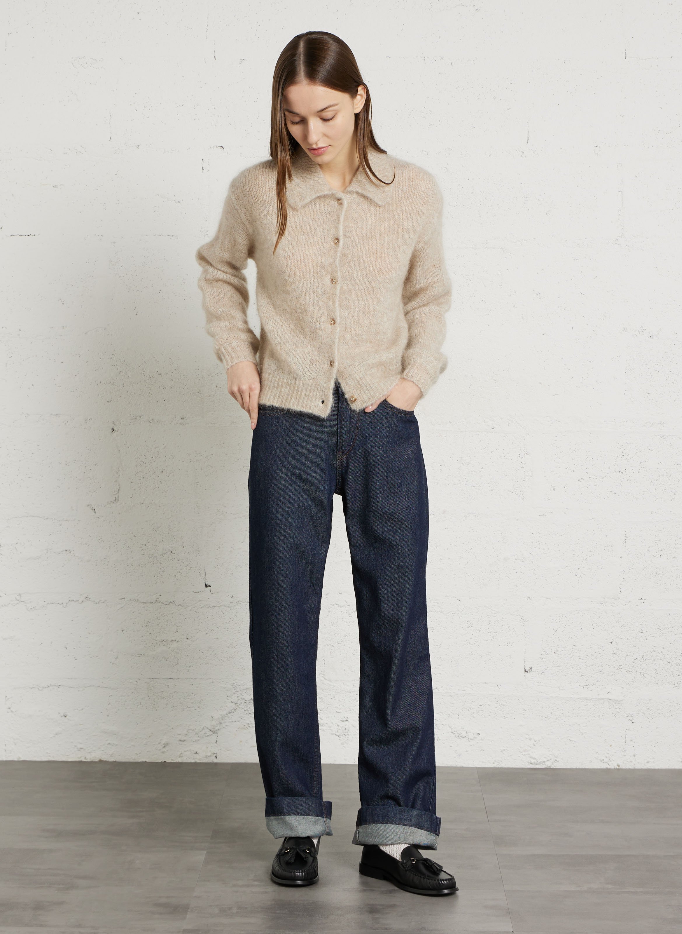 Cotton straight jeans LE TEMPS DES CERISES Blue