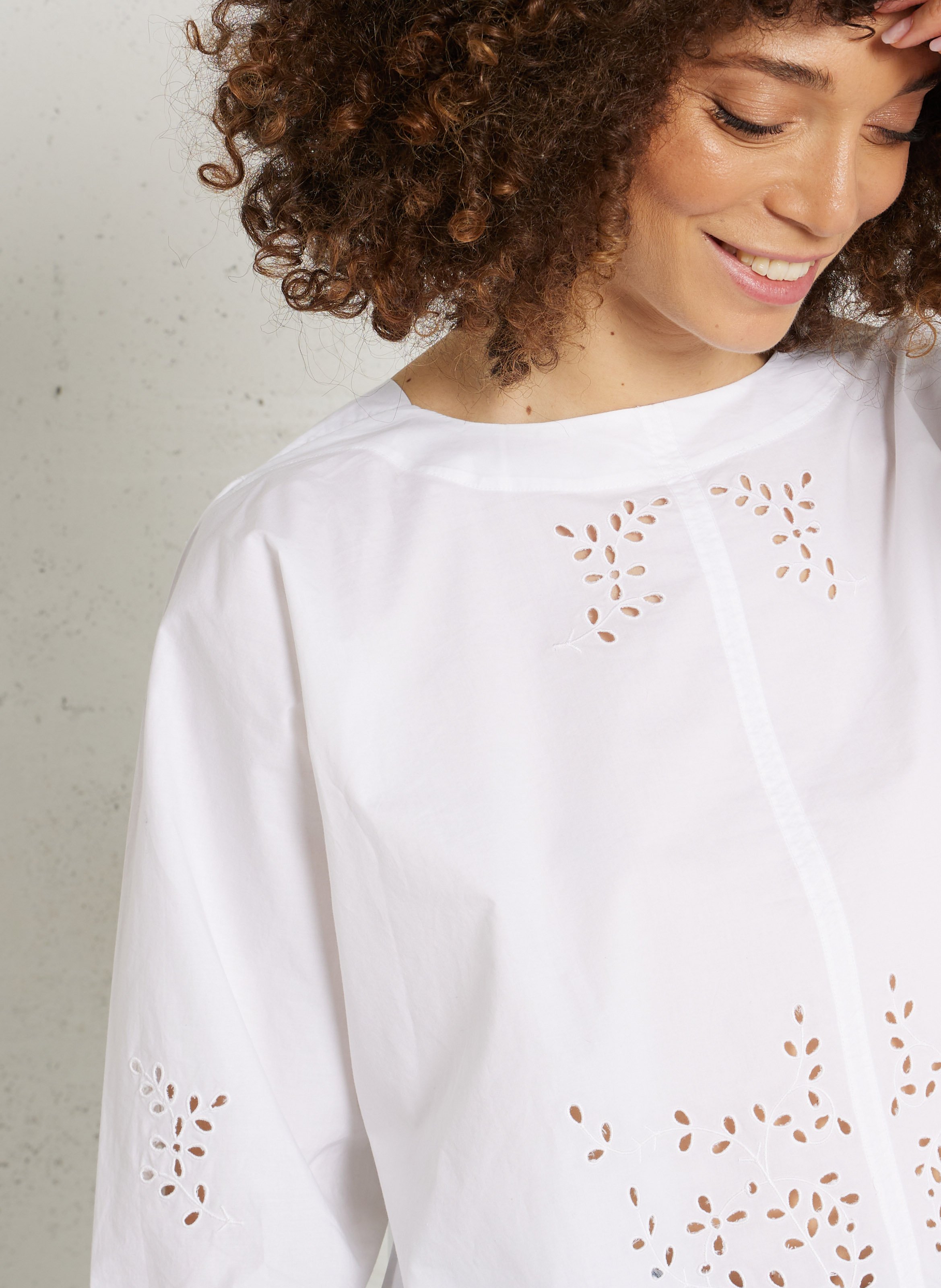 Katoenen blouse met ronde hals SOEUR Wit