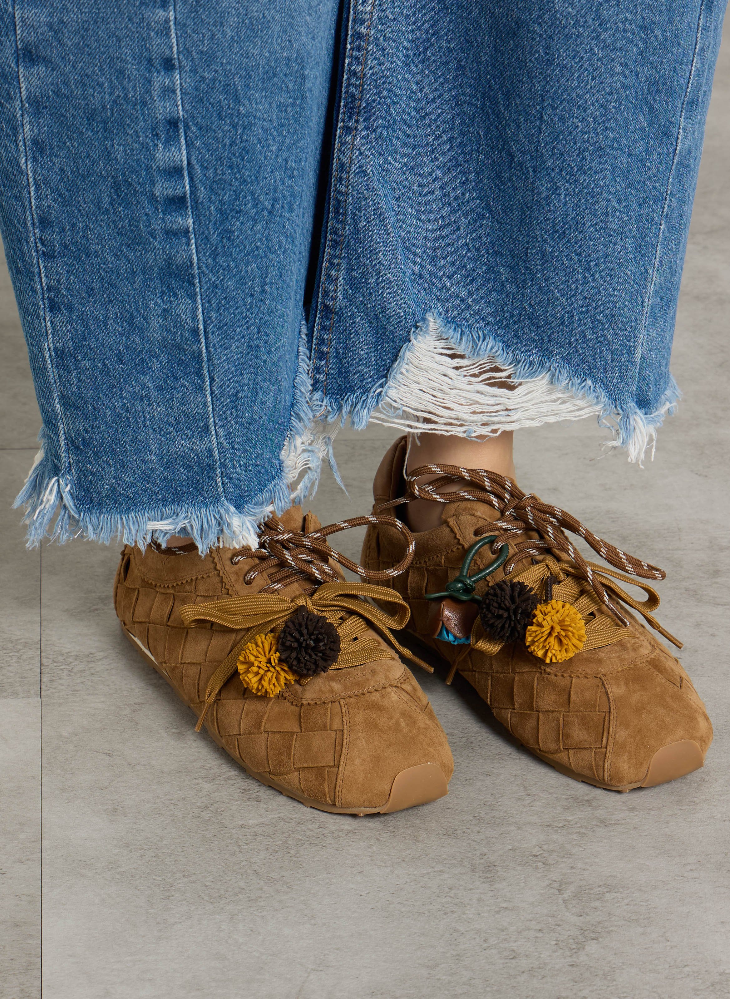 Baskets basses en cuir velours TORAL Marron