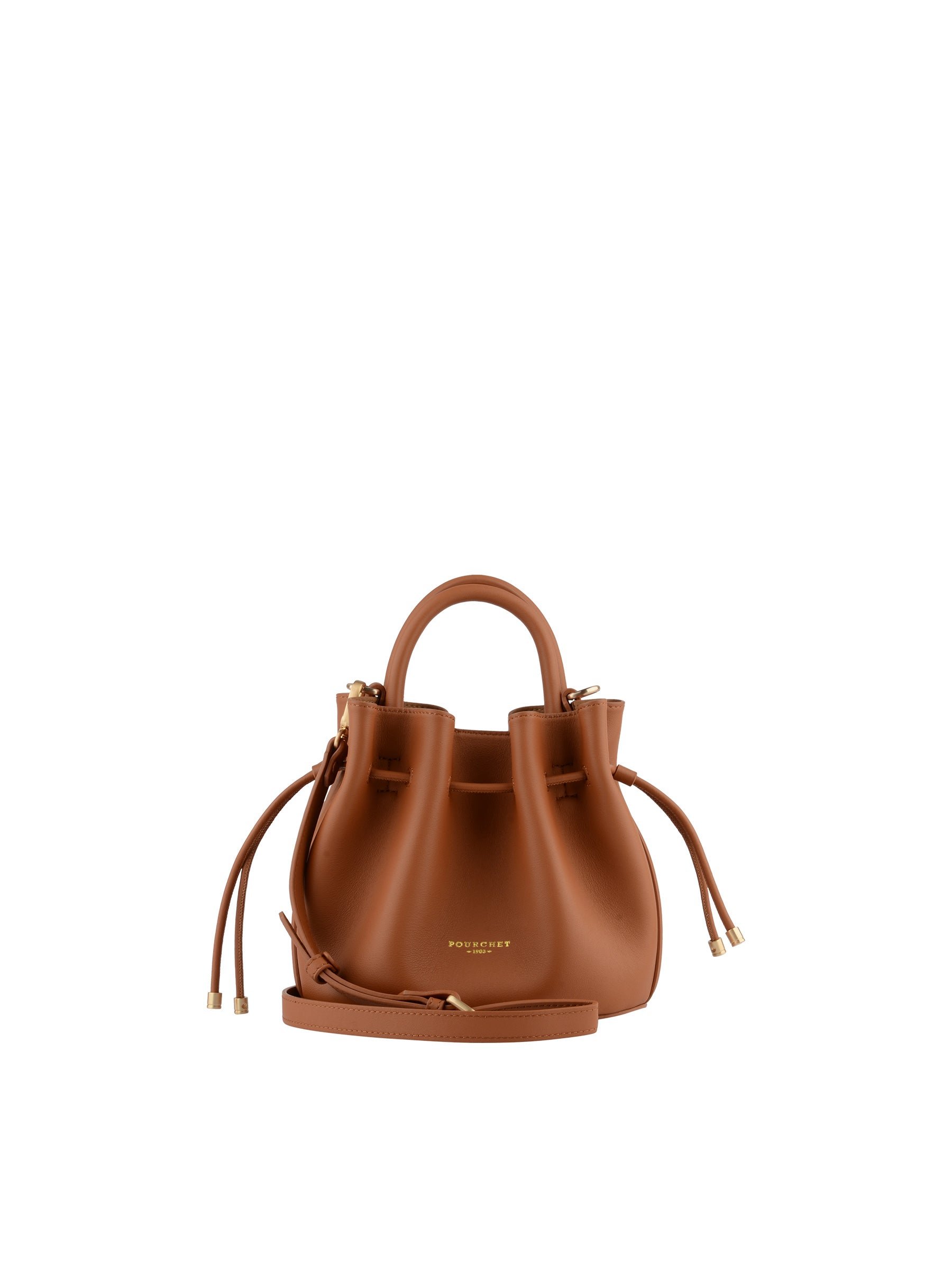 Calfskin leather handbag POURCHET Brown