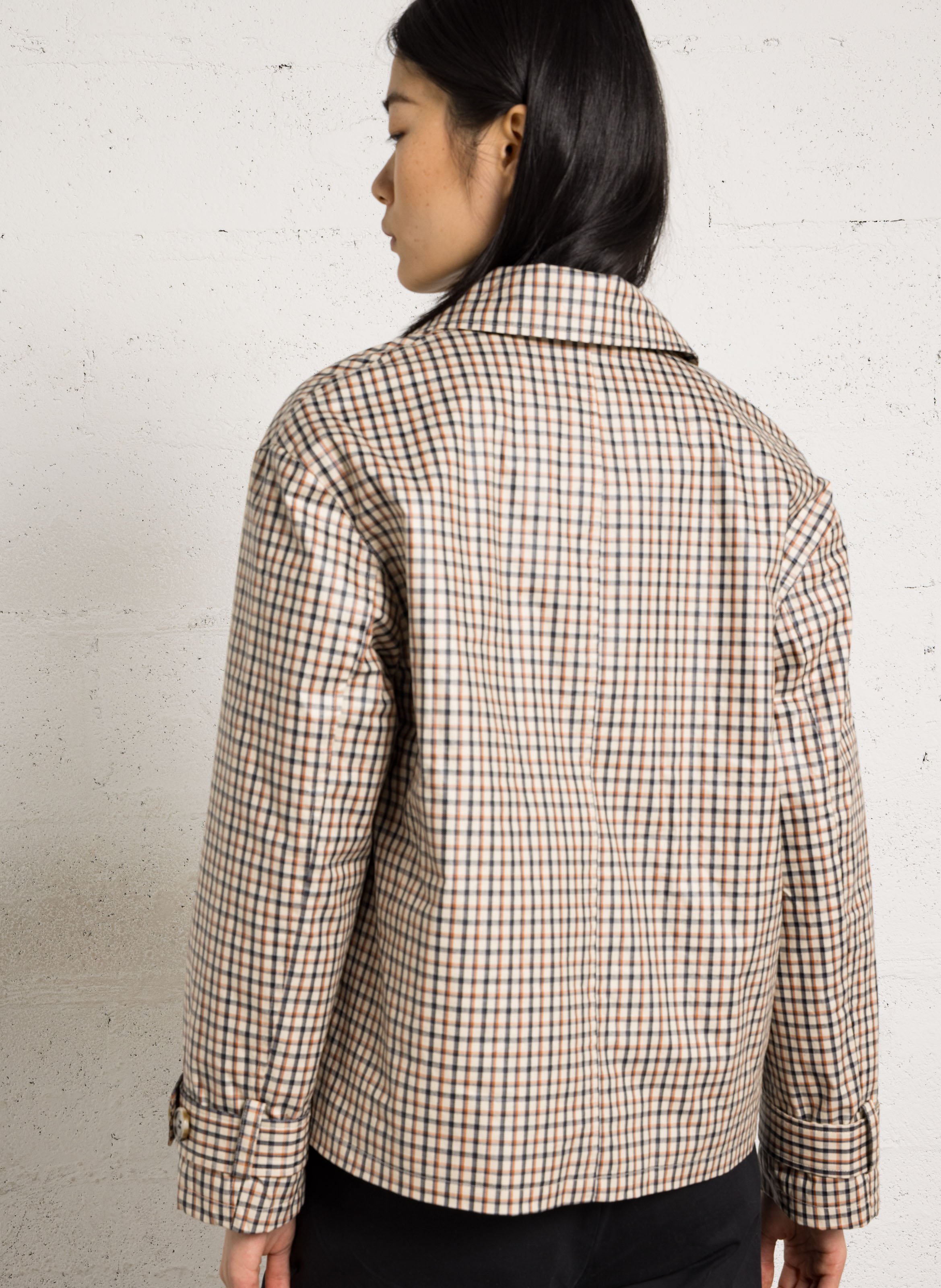 Oversized jas met klassieke kraag in bedrukte katoen LEON & HARPER Beige