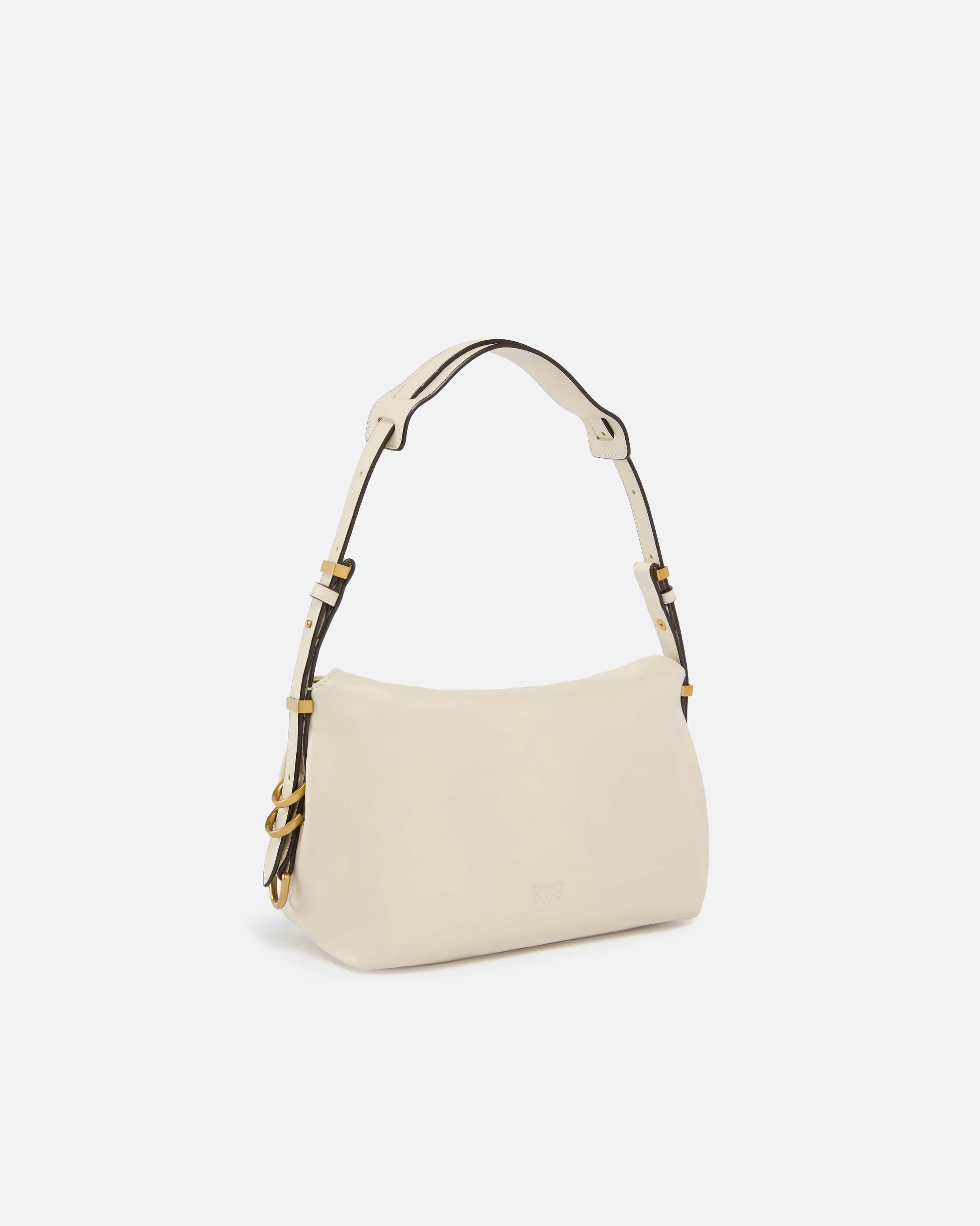 Small leather saddle bag shoulder bag PINKO White