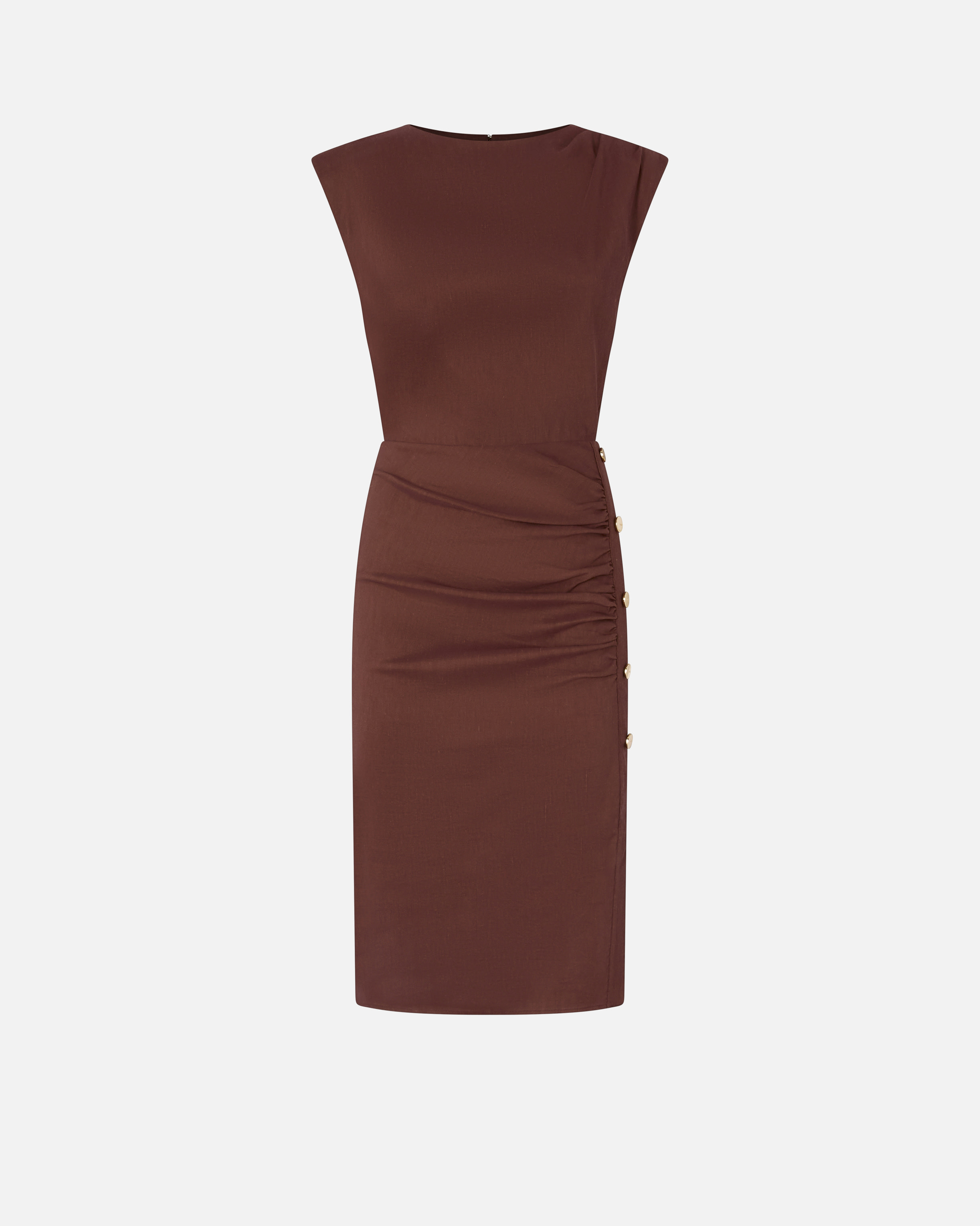 Robe mi-longue ajustée en lin PINKO Marron