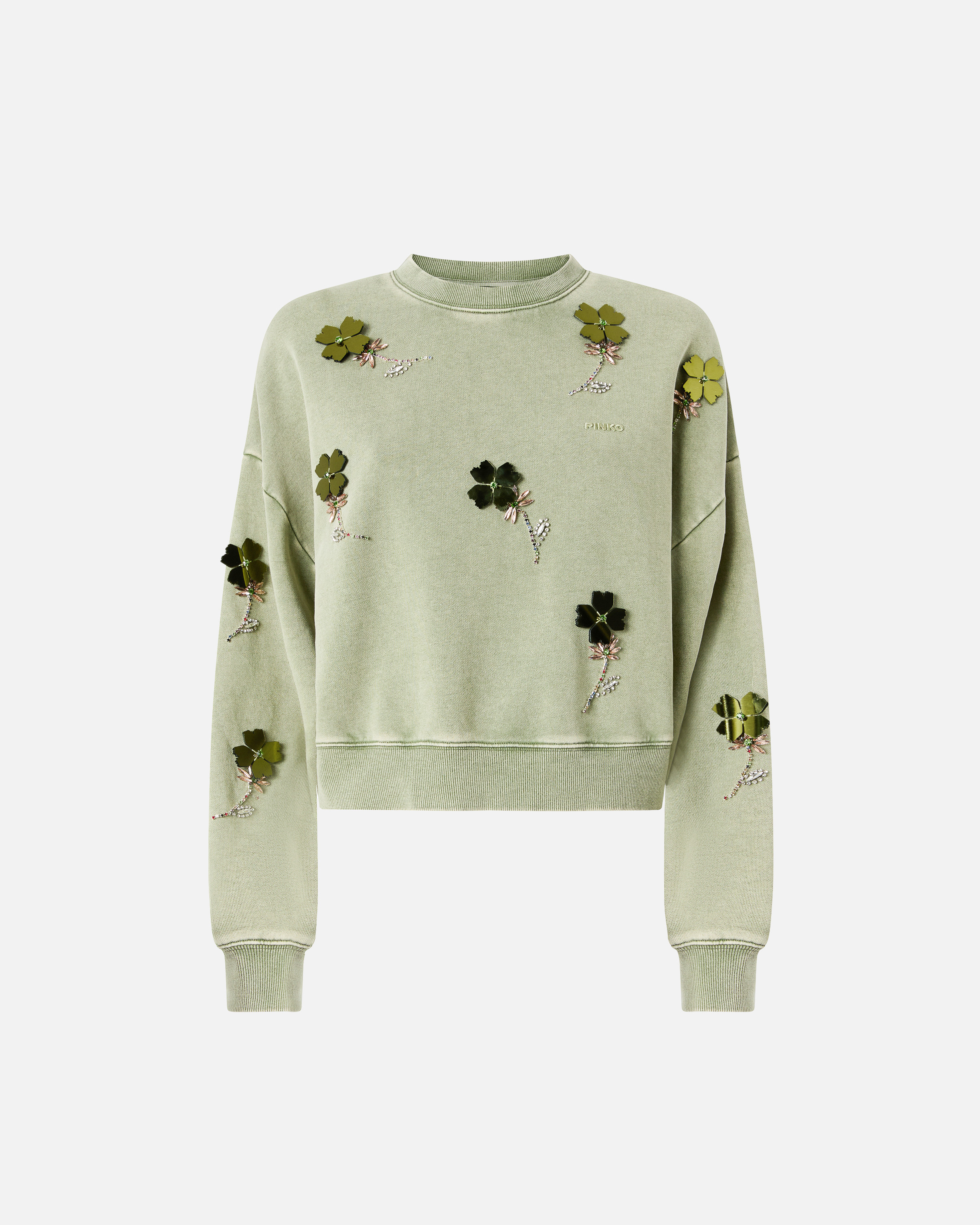 Sweat-shirt avec fleurs bijou PINKO Vert