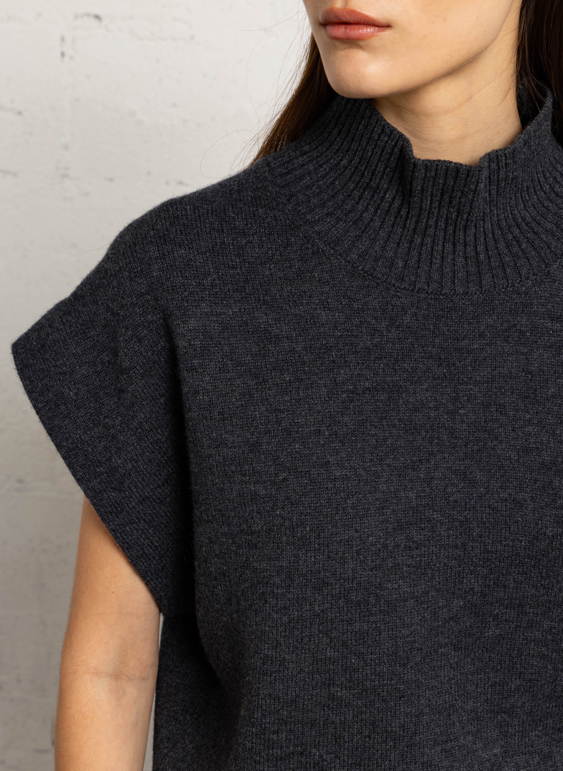 Pull oversize col montant en laine MARGAUX LONNBERG Gris