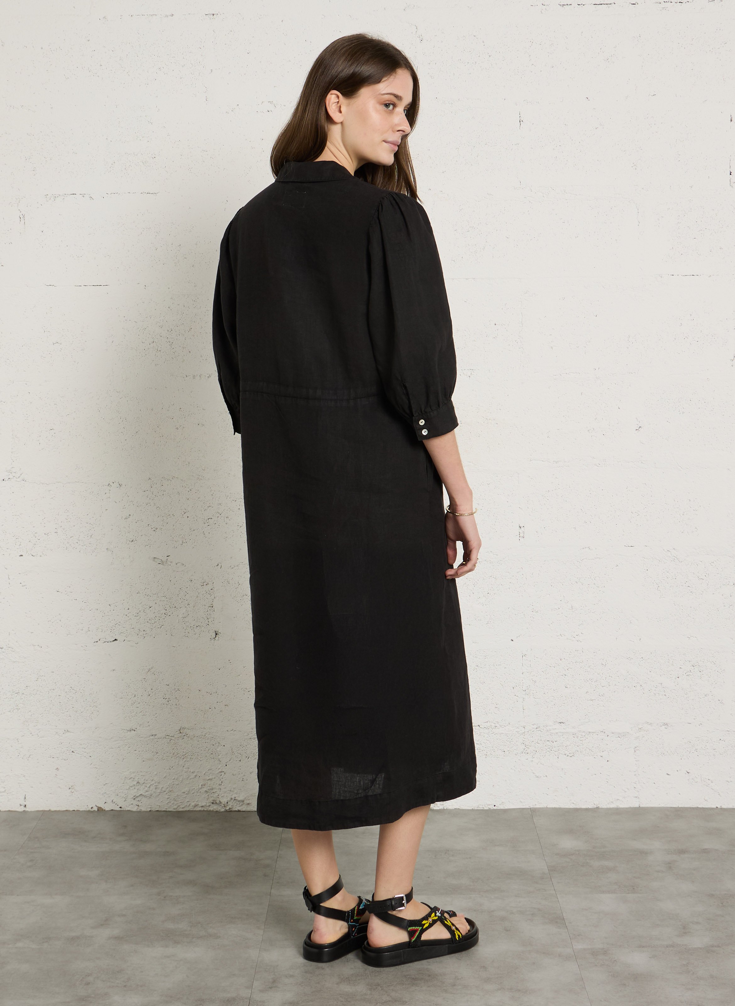 Robe longue ample en lin SUD EXPRESS Noir