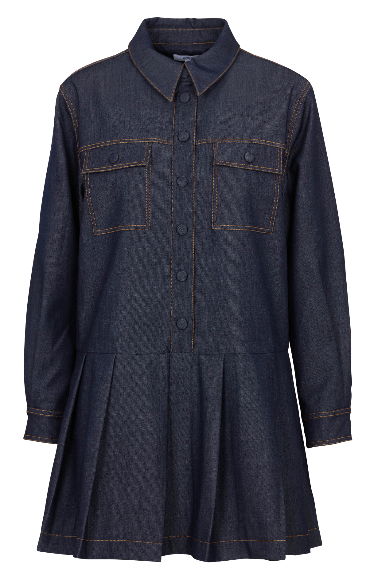 Kurzes Kleid aus dunklem Denim mit Steppnähten SUNCOO Jeans ohne Waschung