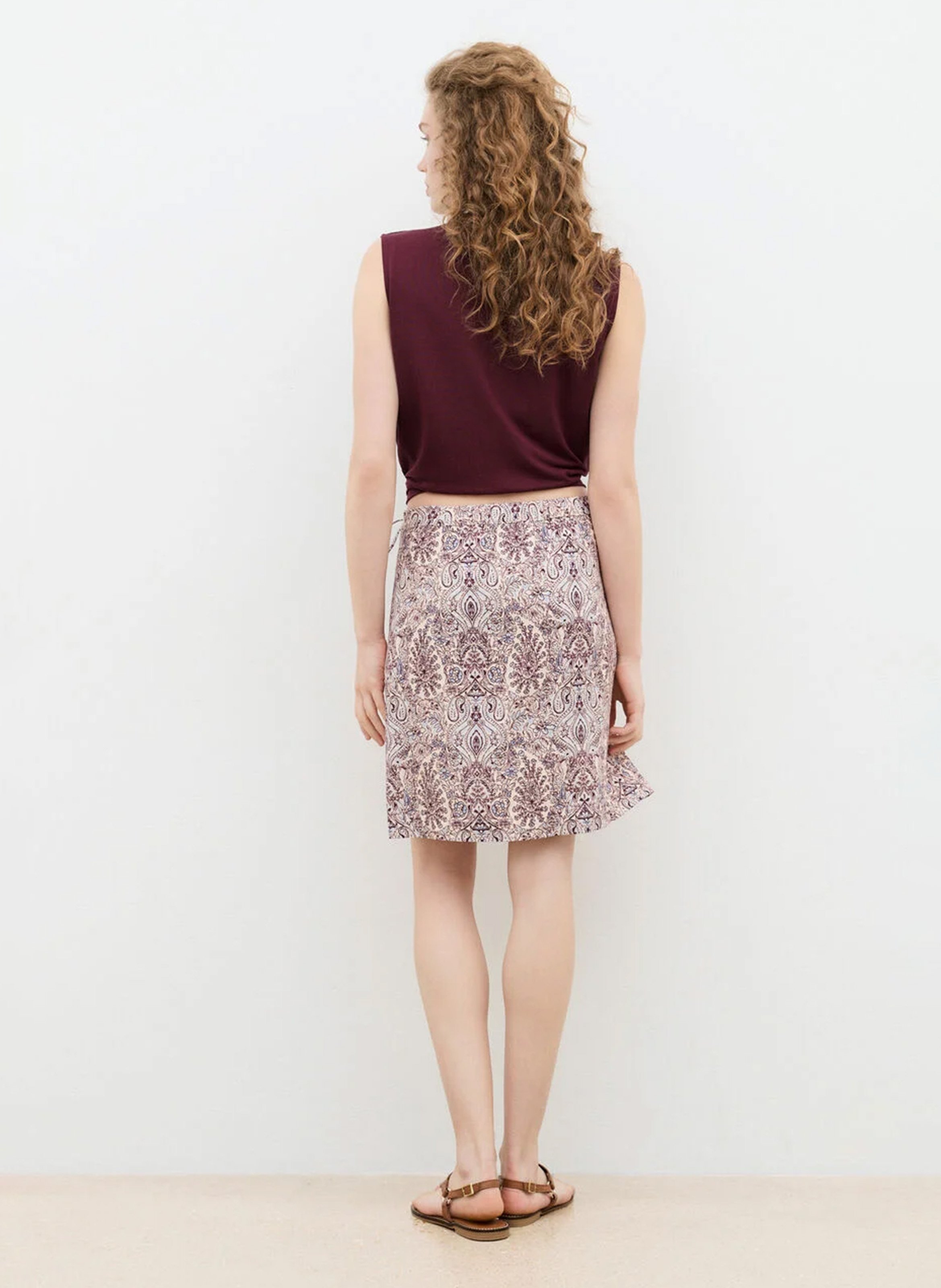 Jupe droite imprimé CAROLL Beige