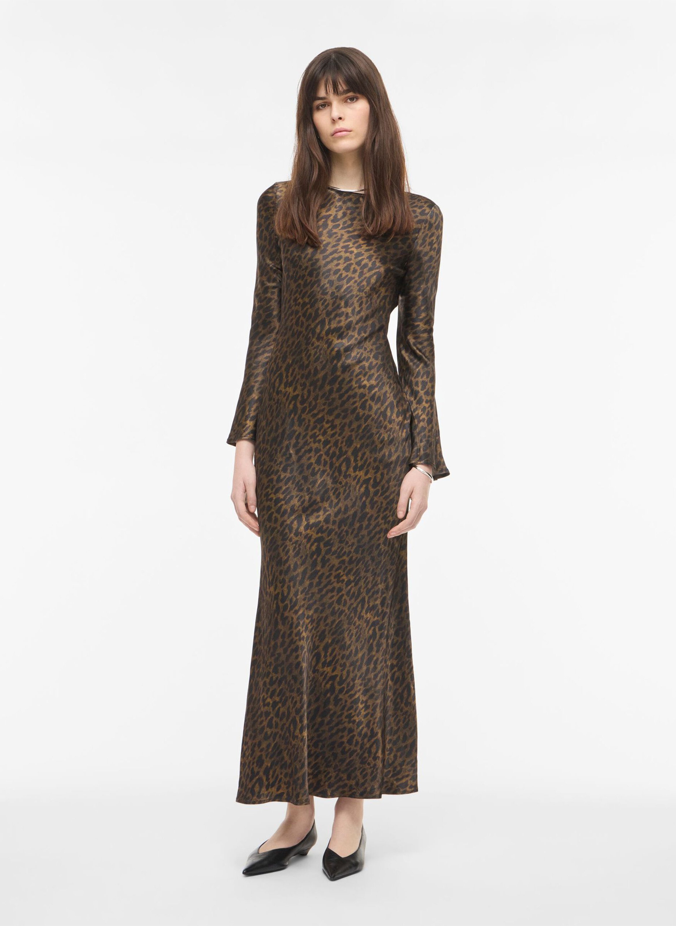 Langes, bedrucktes Kleid mit Rundhalsausschnitt ROUGE EDIT Golden