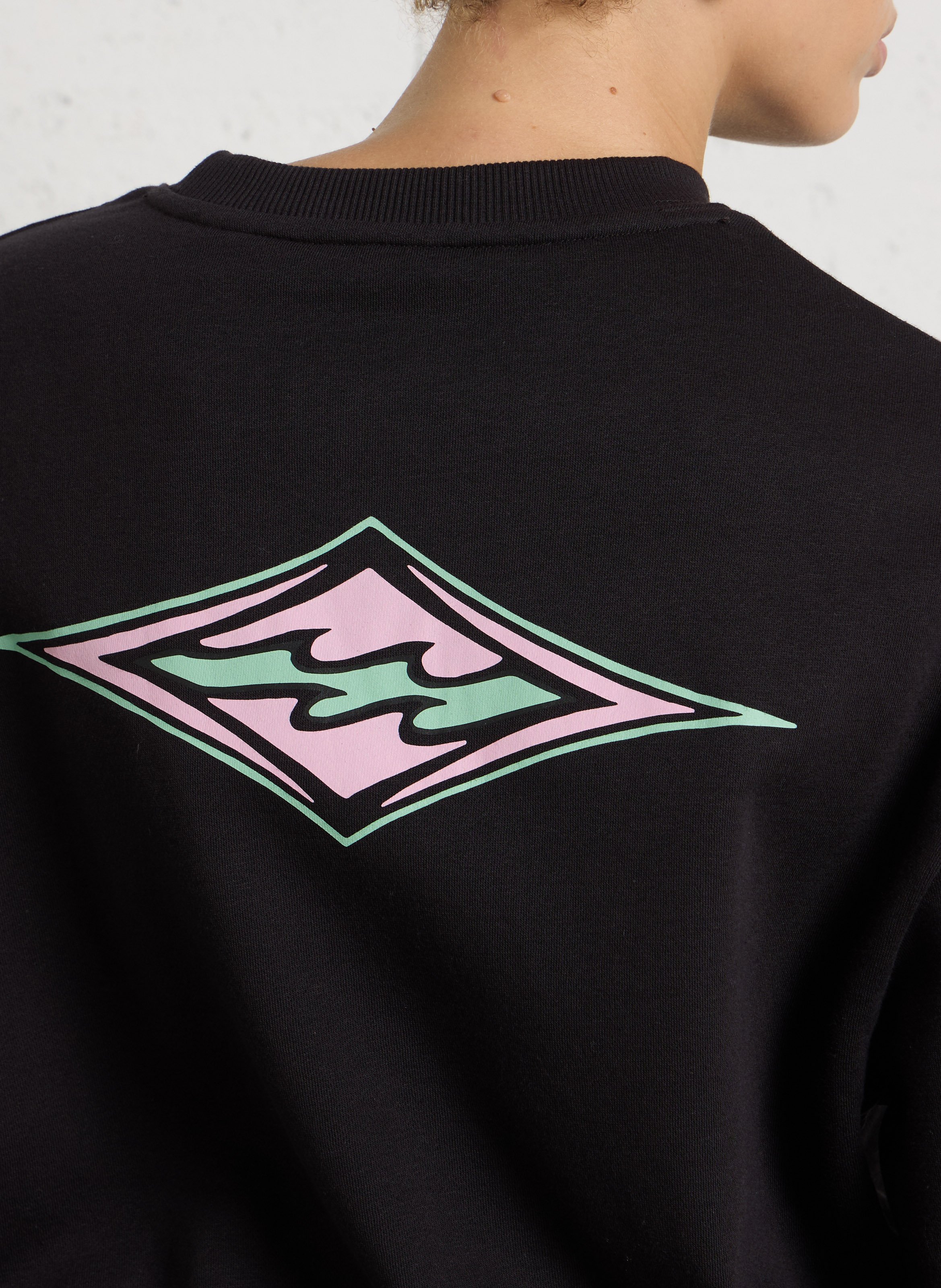 Weites Sweatshirt aus Baumwoll-Mix mit Rundhalsausschnitt und Siebdruck BILLABONG Schwarz