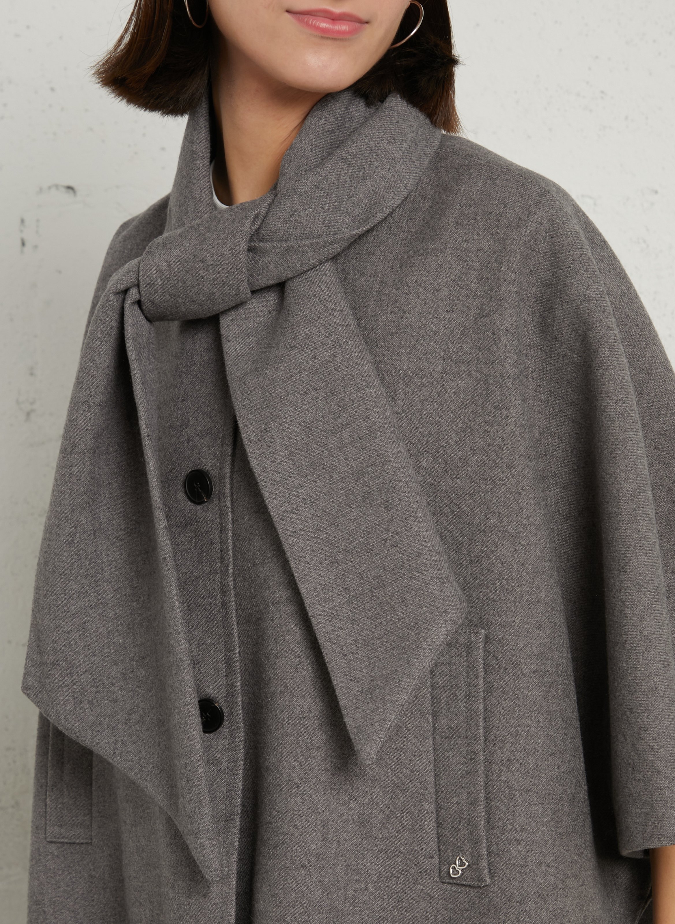 Short Oversized Solid Color Coat PLEASE Grey
