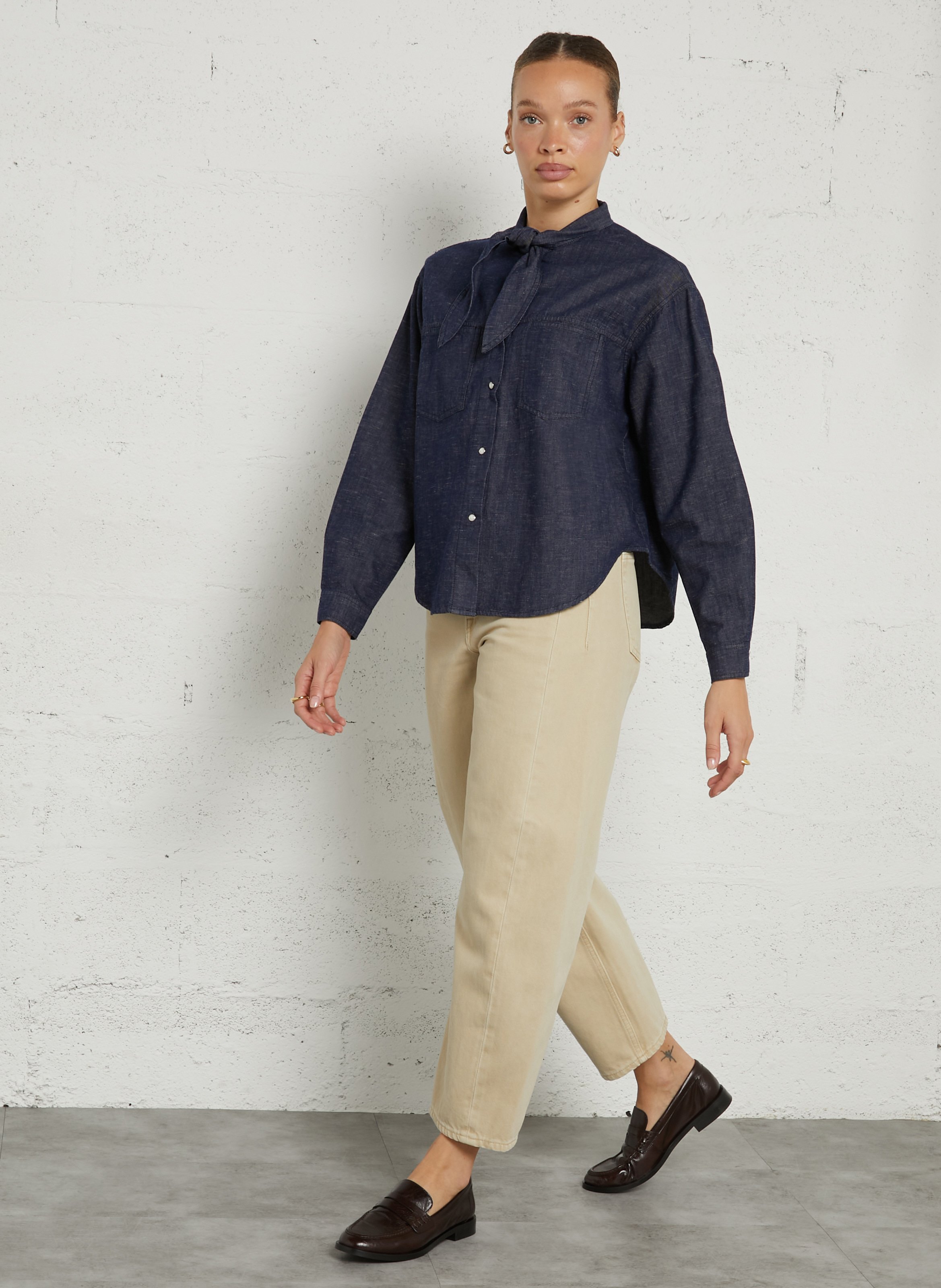 Loose-fitting denim effect blouse JC SOPHIE Blue